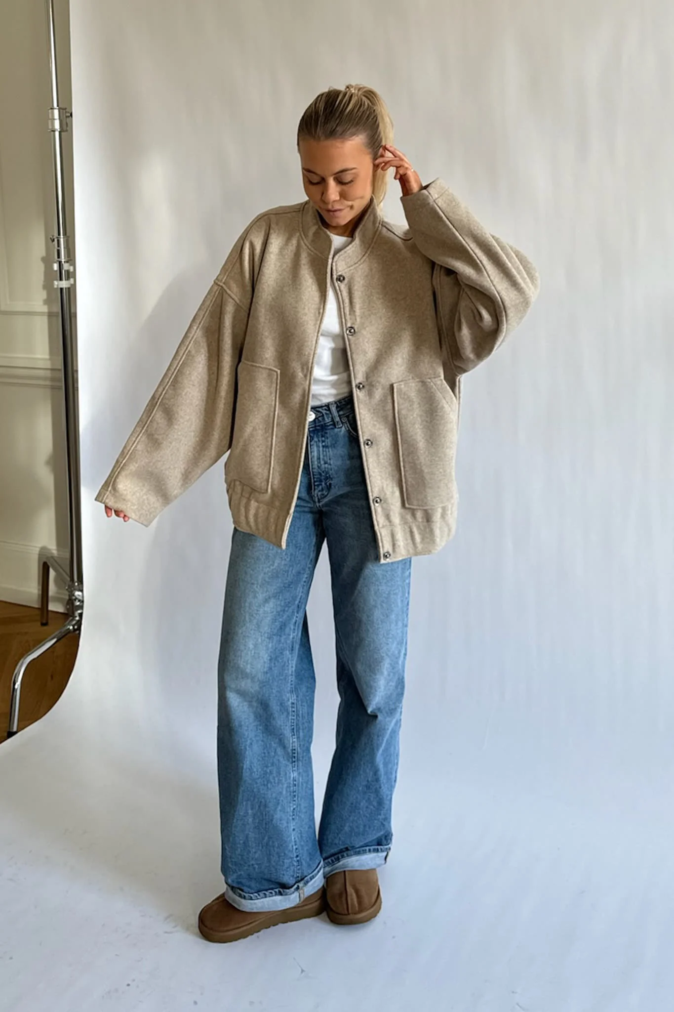 NMHalston LS Bomber Jacket - Safari Melange - Image 2