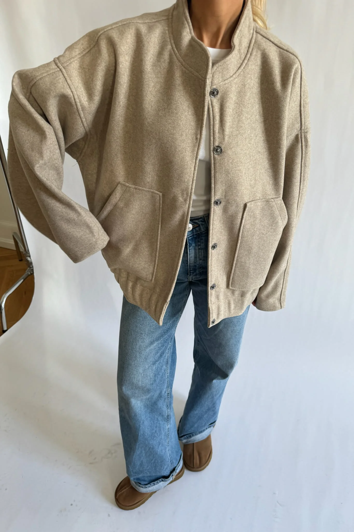 NMHalston LS Bomber Jacket - Safari Melange - Image 4