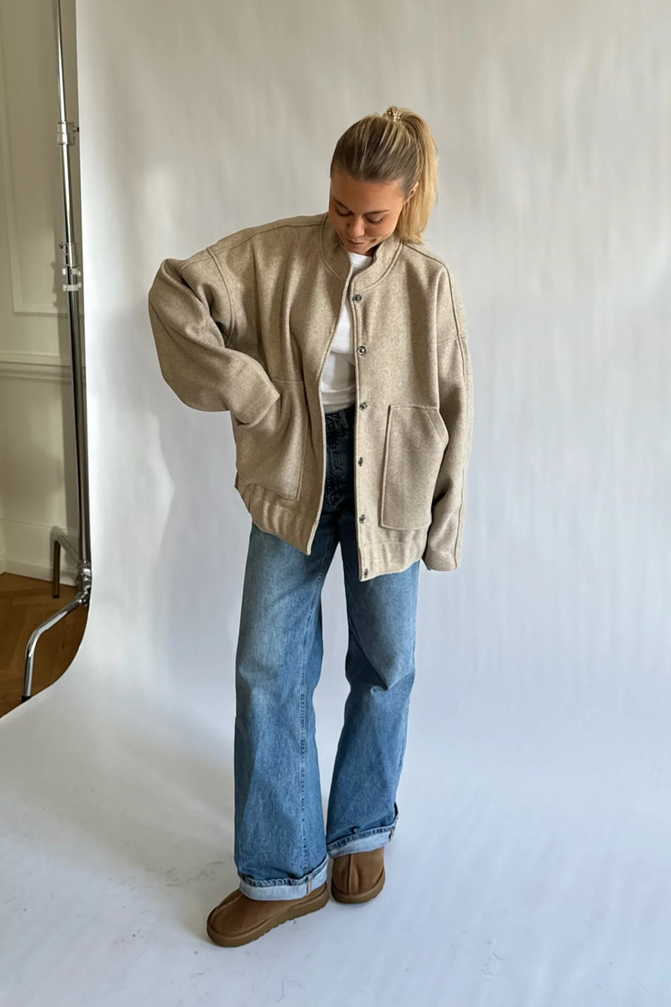 NMHalston LS Bomber Jacket - Safari Melange - Image 5