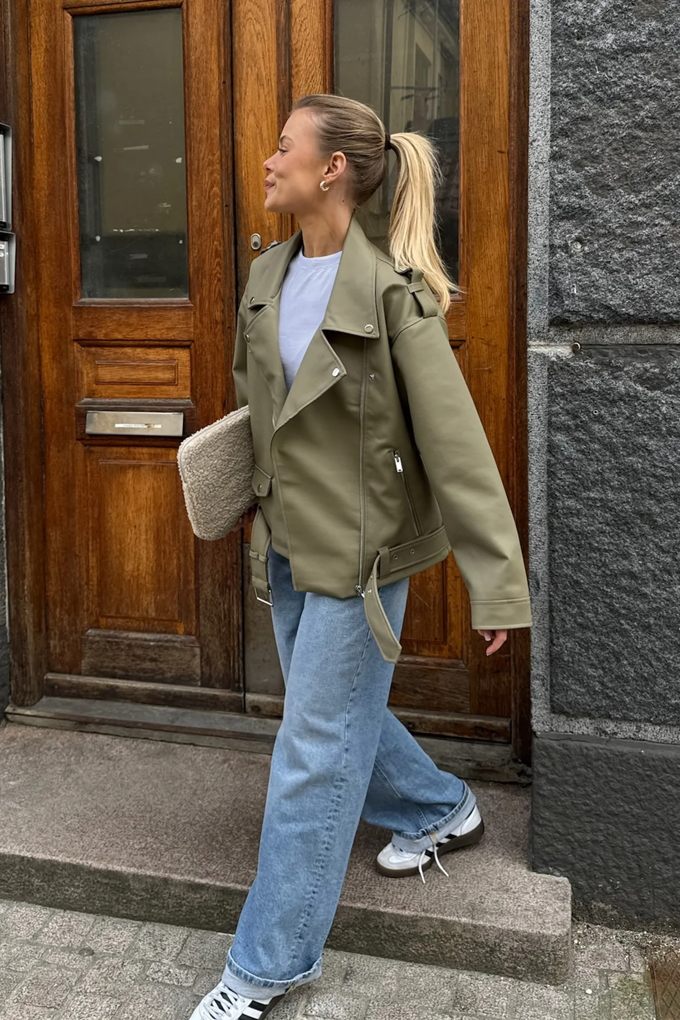NMPaulina Oversize Biker Jacket - Mermaid - Image 3