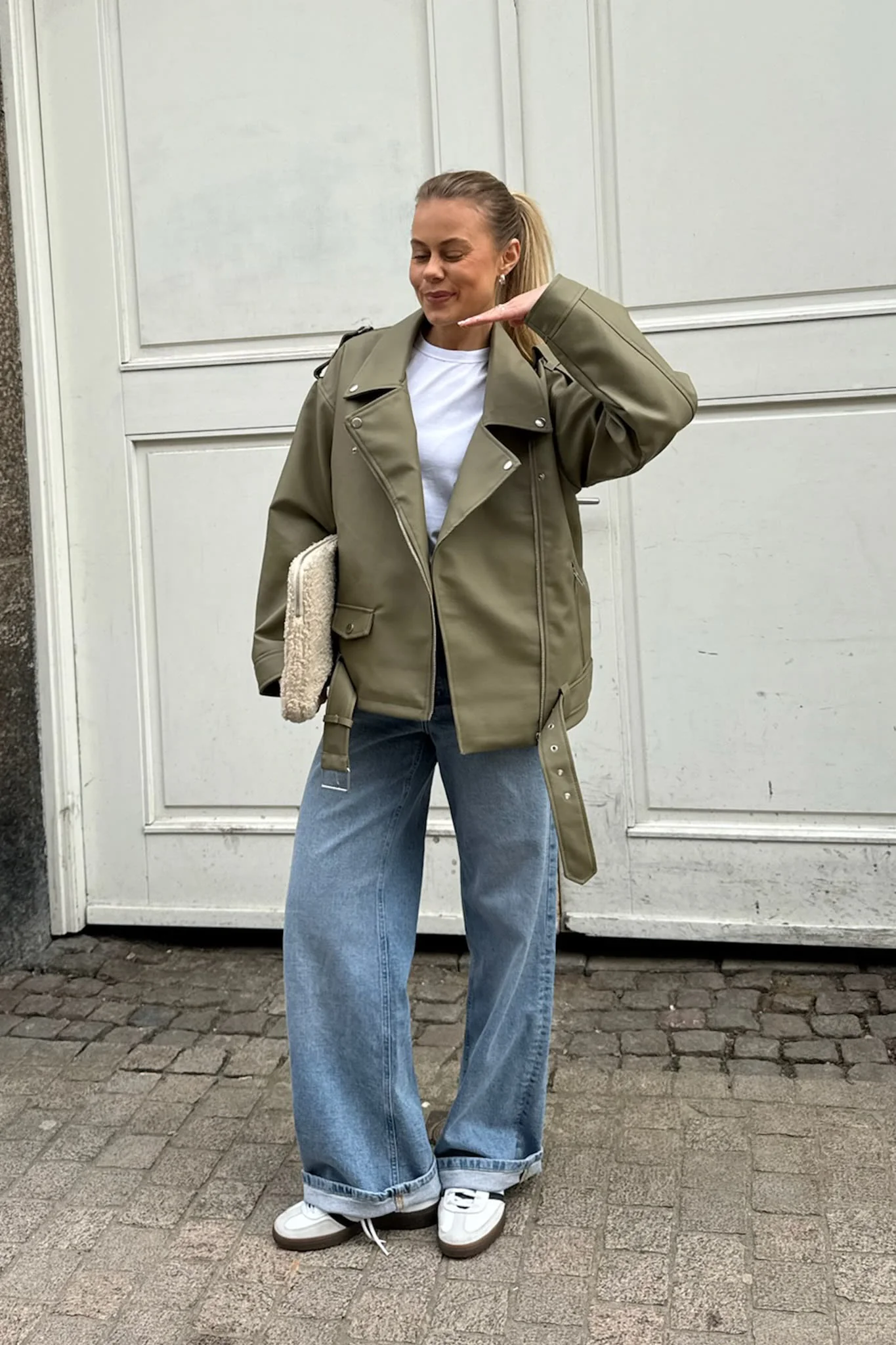 NMPaulina Oversize Biker Jacket - Mermaid - Image 7