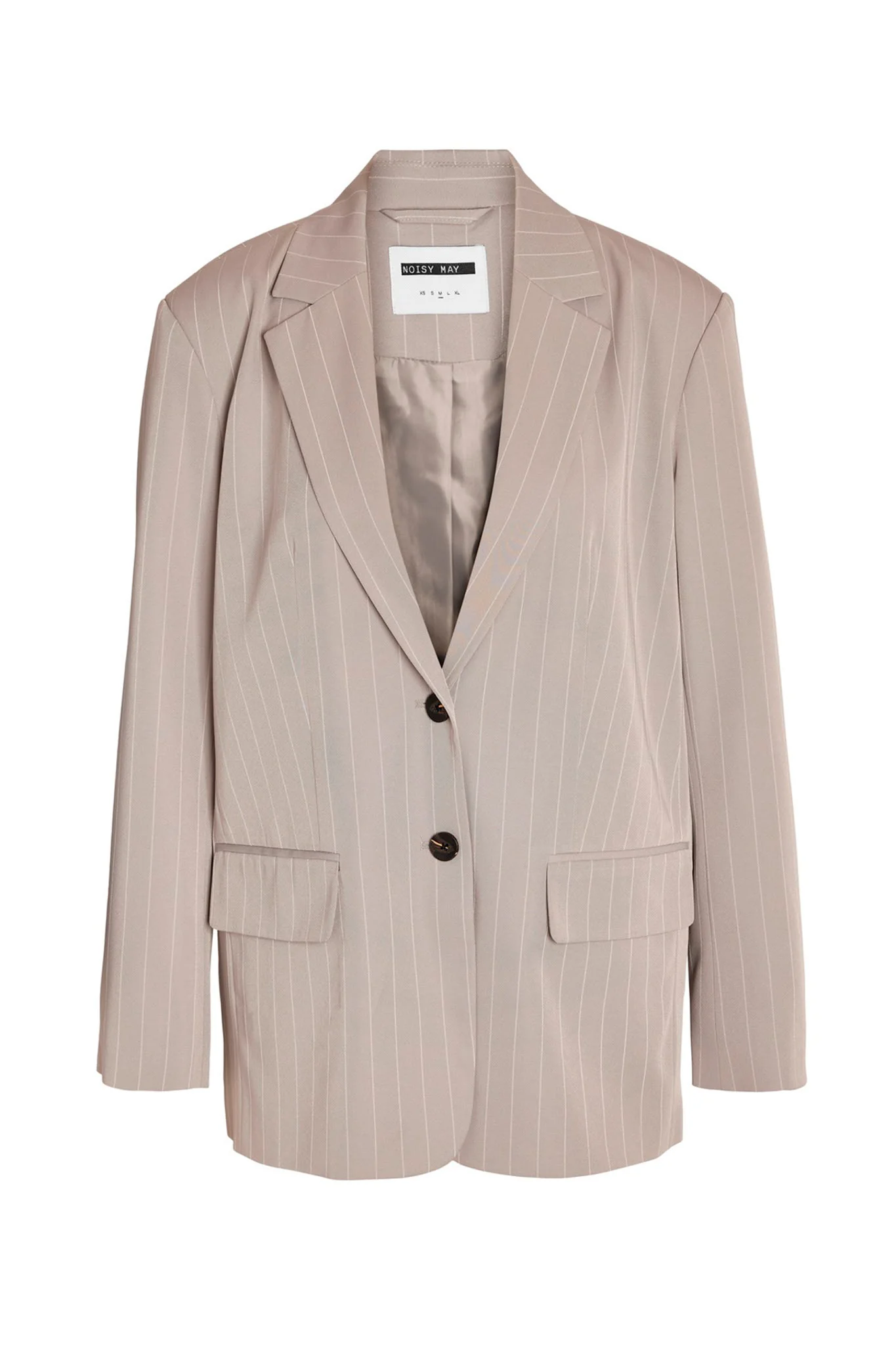 NMVera LS Oversize Blazer - Light Grey Melange White Pinstripes - Image 8