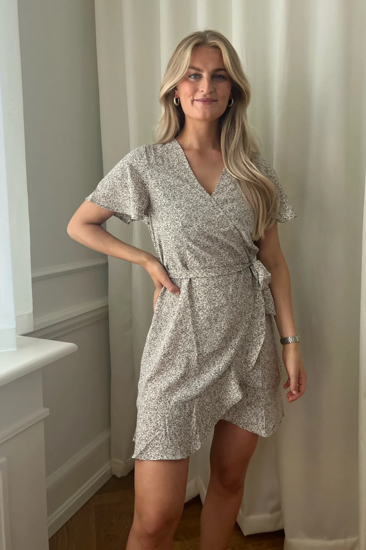 JDYNolia SS Wrap Dress - Coconut Milk Ditsy Flowers - Image 2