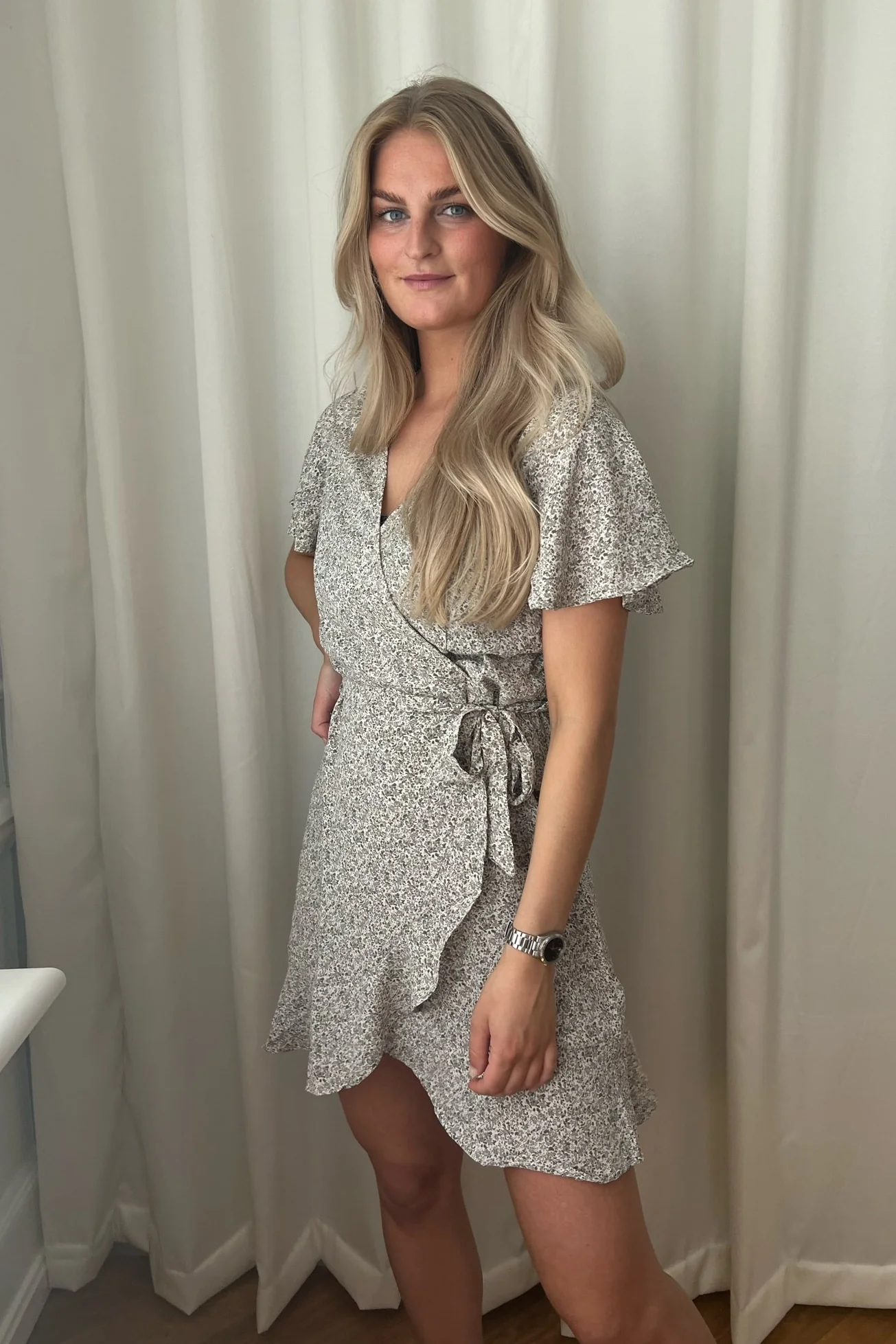 JDYNolia SS Wrap Dress - Coconut Milk Ditsy Flowers - Image 3