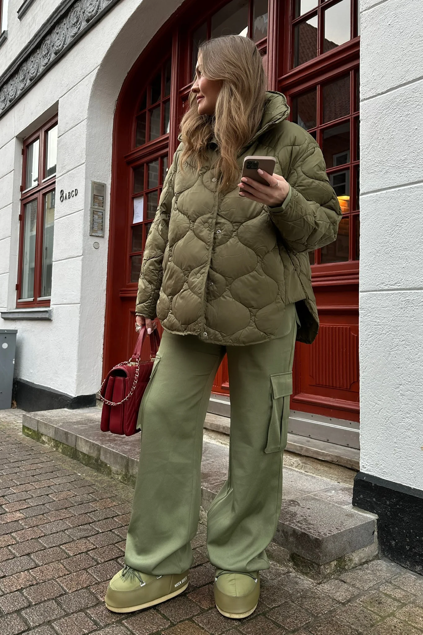 JXNova Shiny Quilted Jacket - Burnt Olive - Image 3