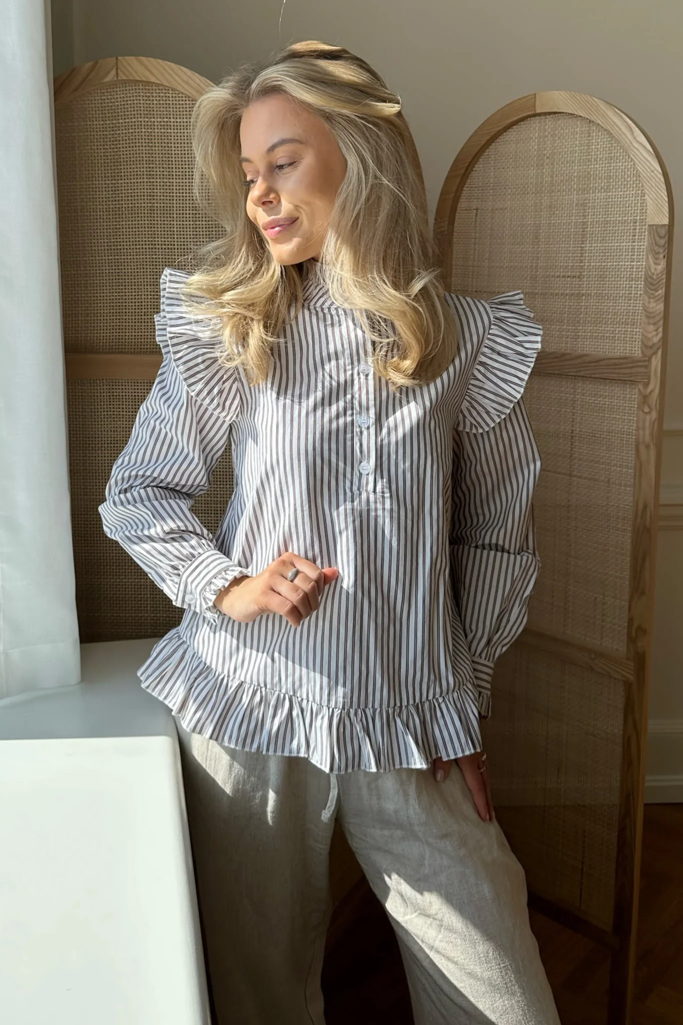 NunaIC Shirt - Brown White Stripes - Image 5
