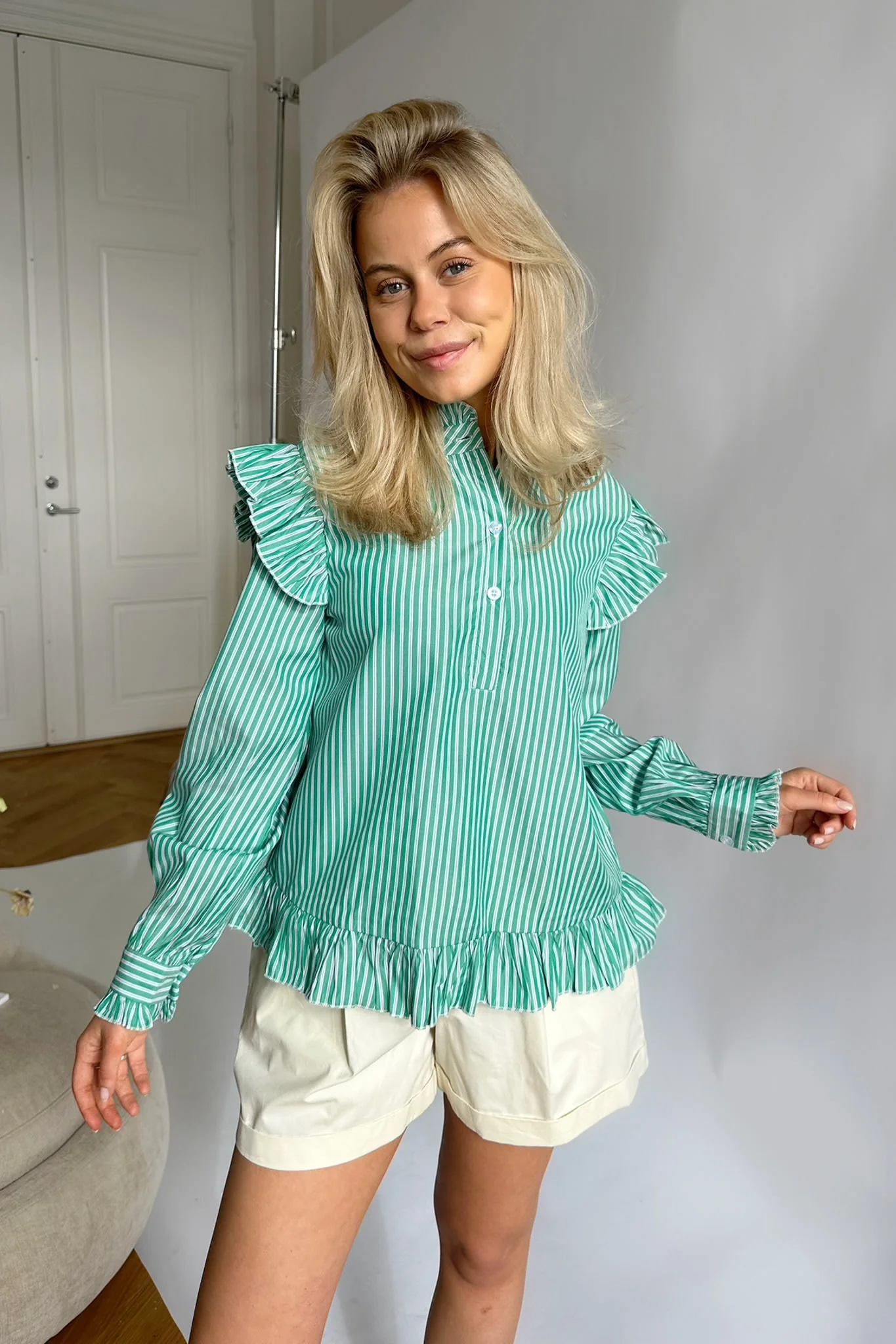 NunaIC Shirt - Green White Stripes - Image 3