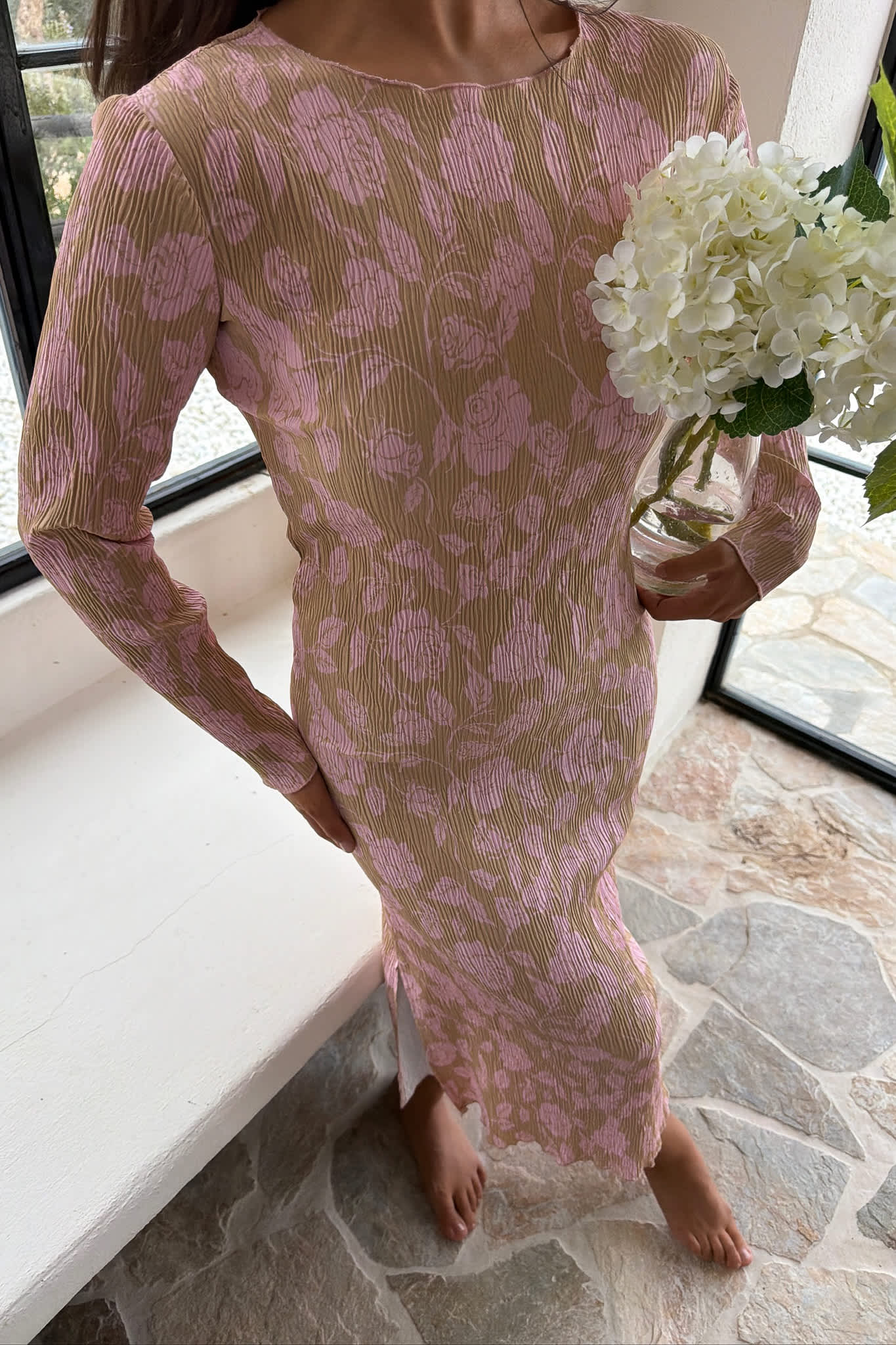 OdaIC Dress - Beige Pink Blossom - Image 10