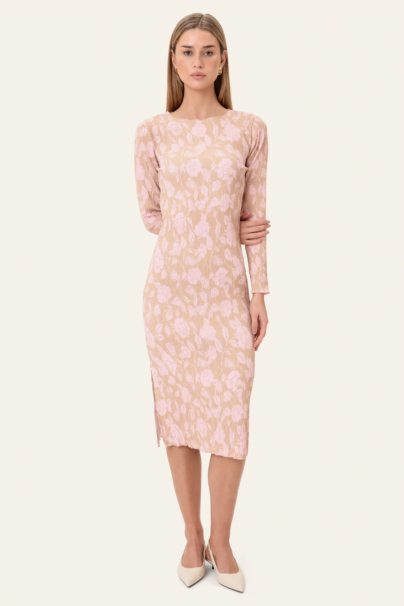 OdaIC Dress - Beige Pink Blossom - Image 4