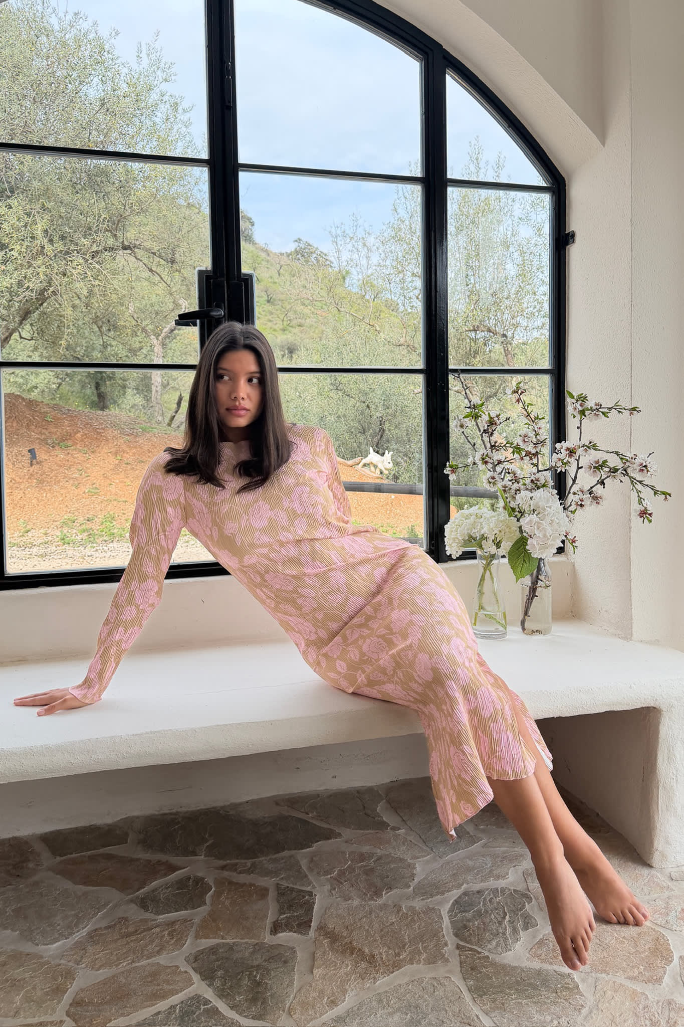 OdaIC Dress - Beige Pink Blossom - Image 8