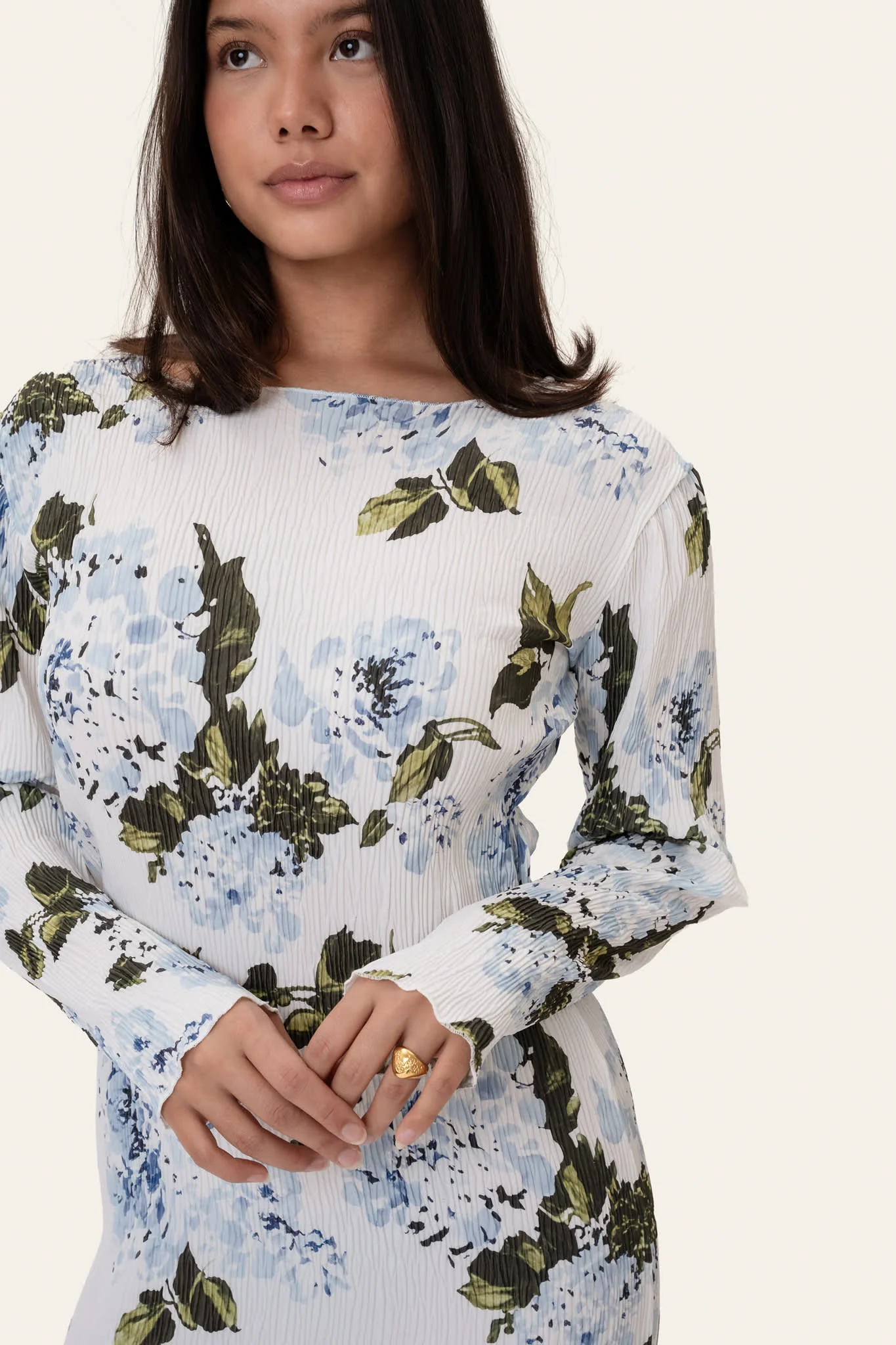 OdaIC Dress - Blue Botanical Print - Image 6