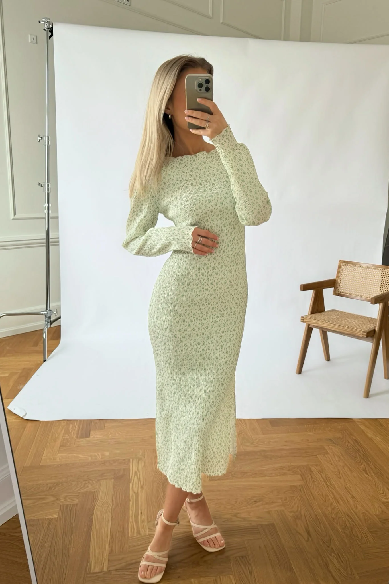 OdaIC Dress - Green Flower Stem Print - Image 12