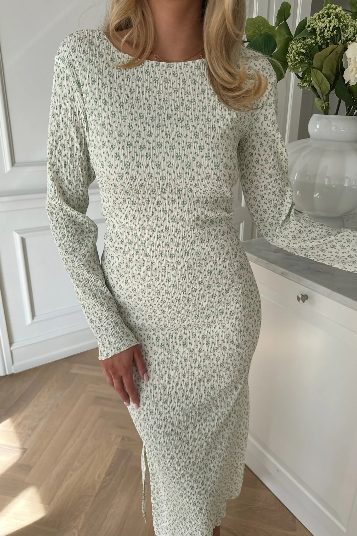 OdaIC Dress - Green Flower Stem Print - Image 4