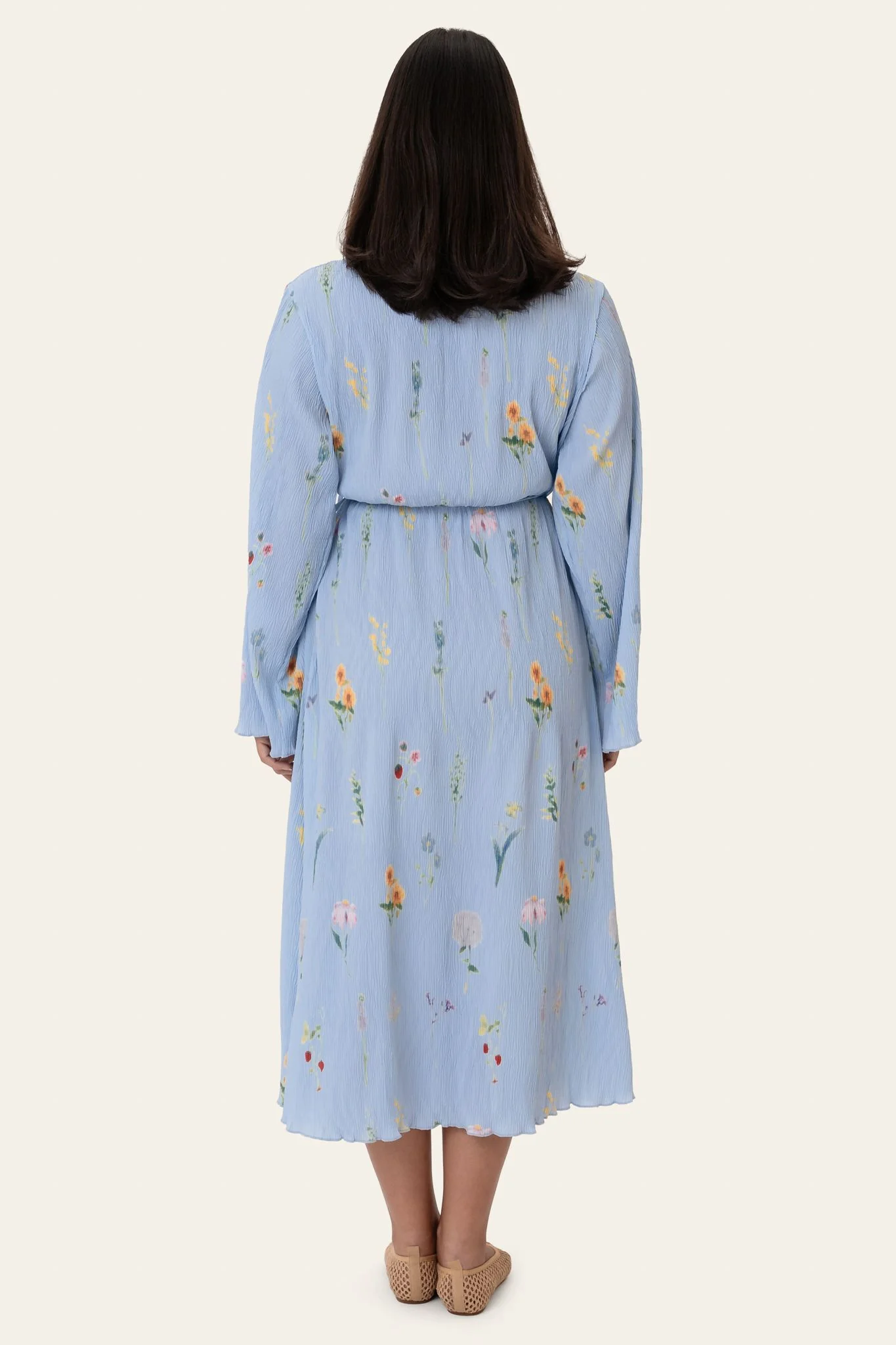 OfeliaIC Long Wrap Dress - Blue Flower Print - Image 3