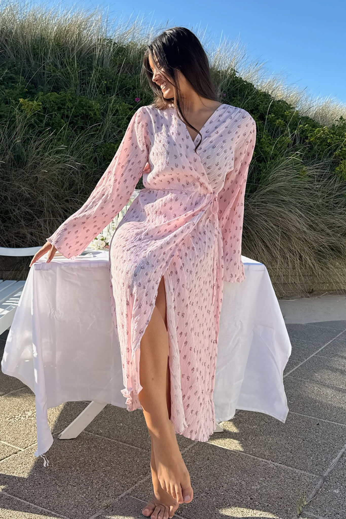 OfeliaIC Long Wrap Dress - Pink - Image 7