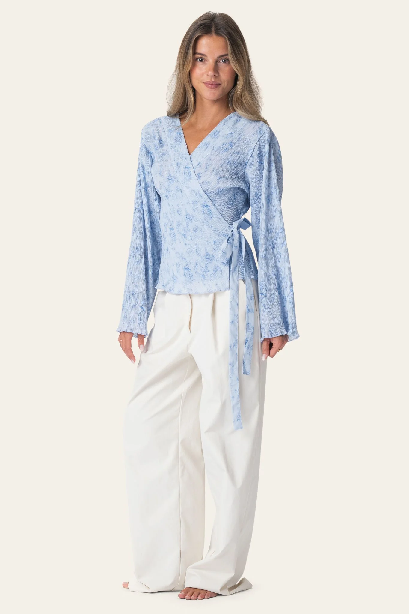 OfeliaIC Wrap Shirt - Soft Blue Blossom - Image 4