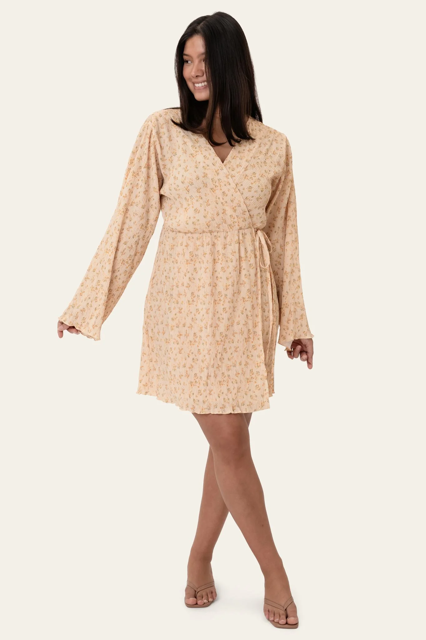 OfeliaIC Wrap Dress - Yellow Flower Print - Image 4