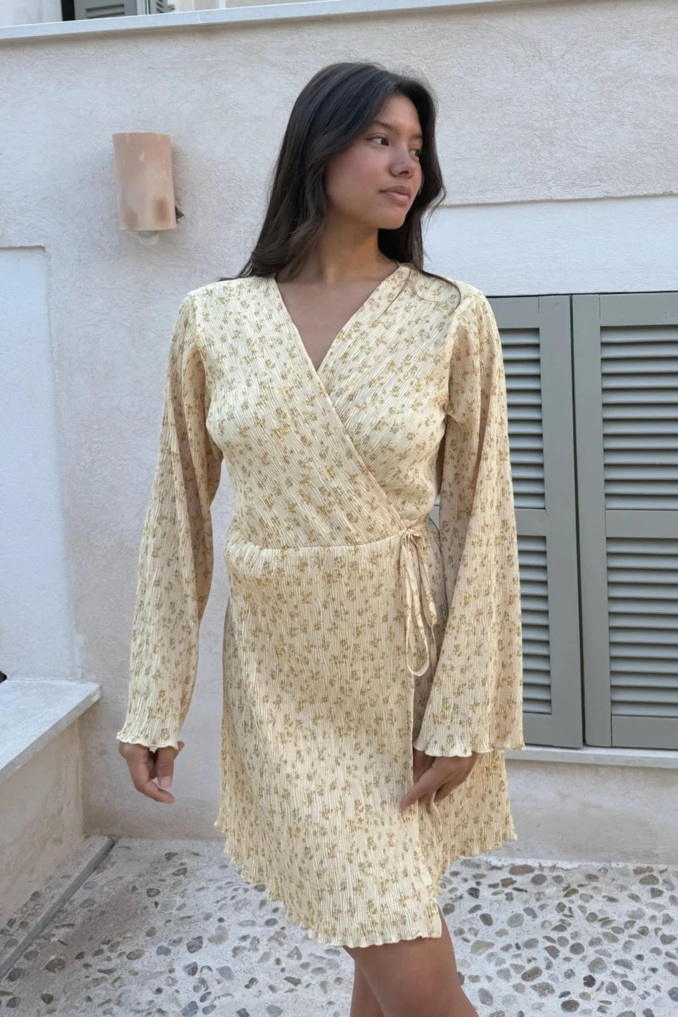 OfeliaIC Wrap Dress - Yellow Flower Print - Image 5