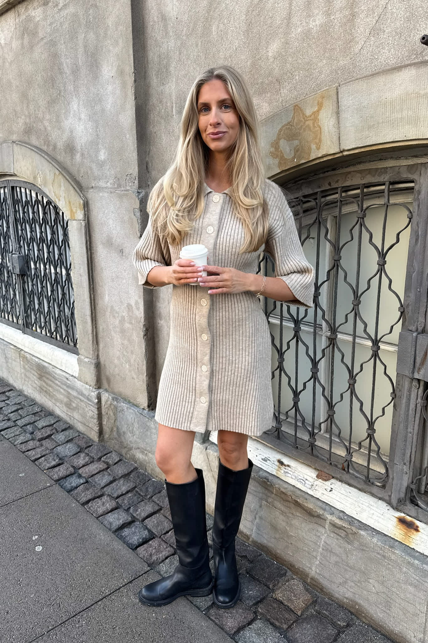 OliviaIC Knit Dress - Ribbed Beige - Image 3