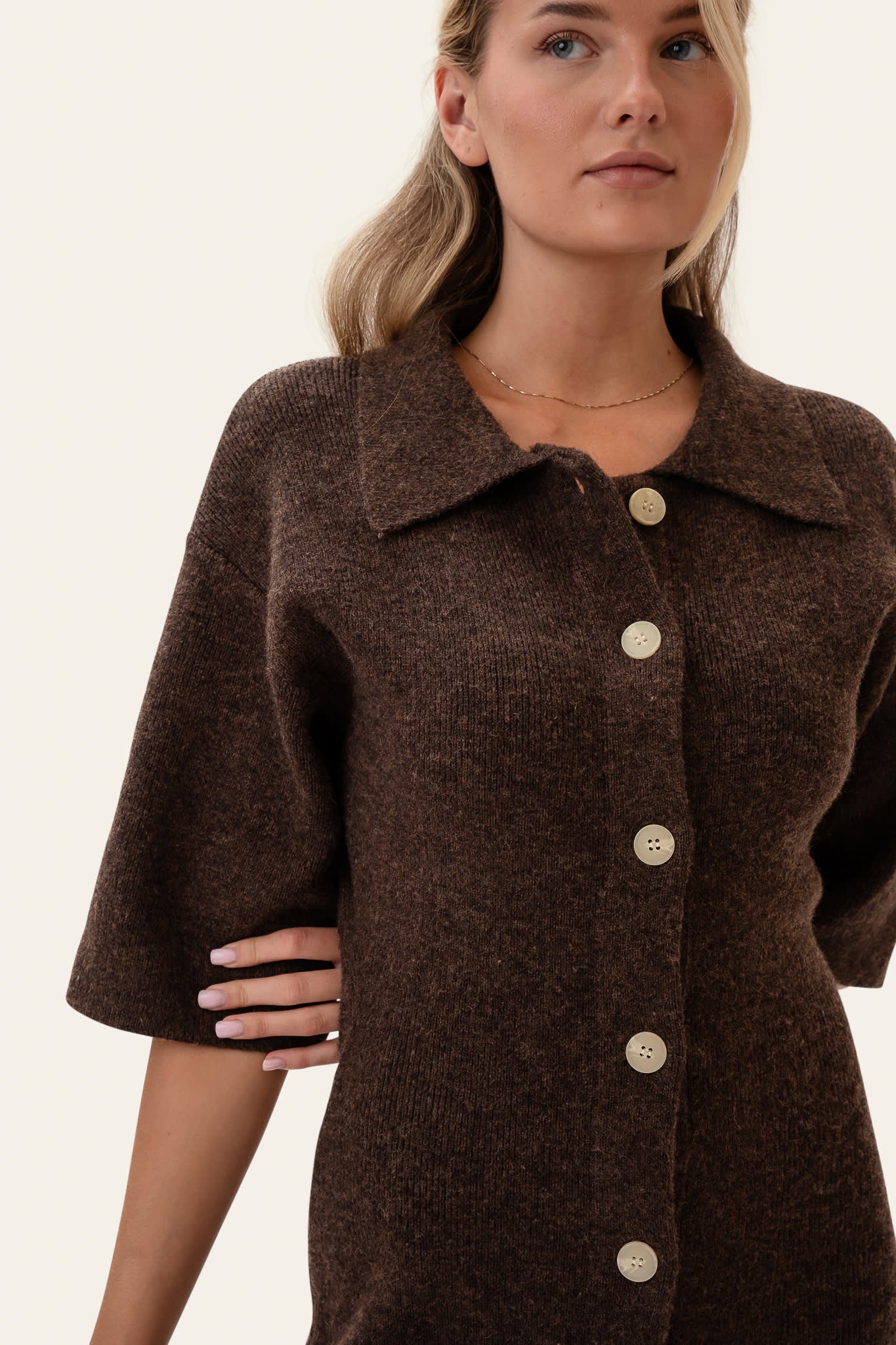 OliviaIC Knit Dress - Dark Brown - Image 4