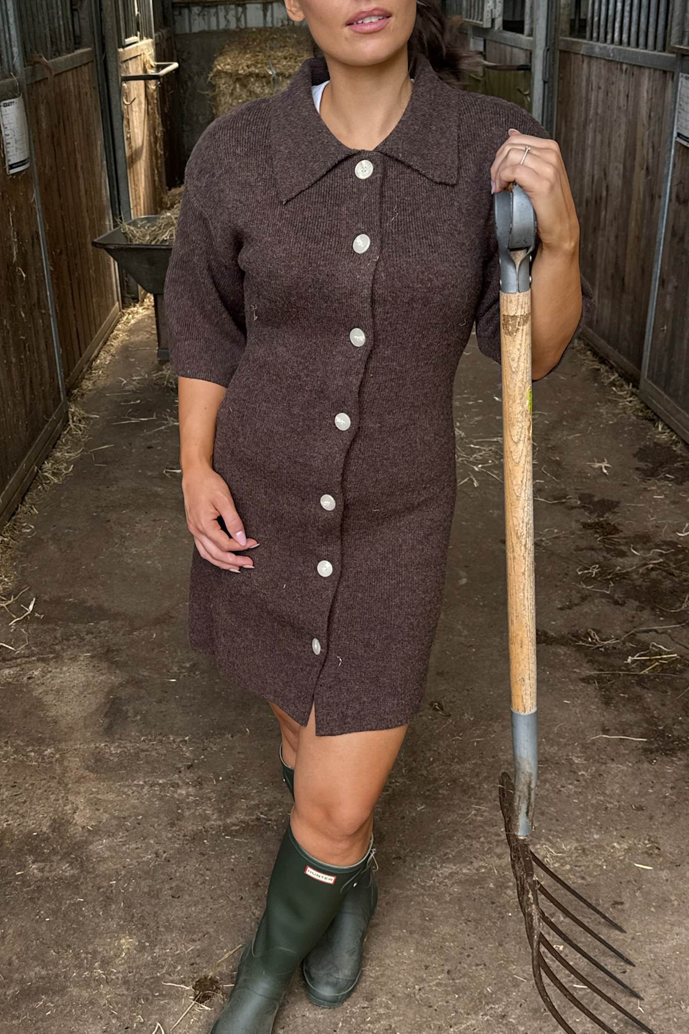 OliviaIC Knit Dress - Dark Brown - Image 6