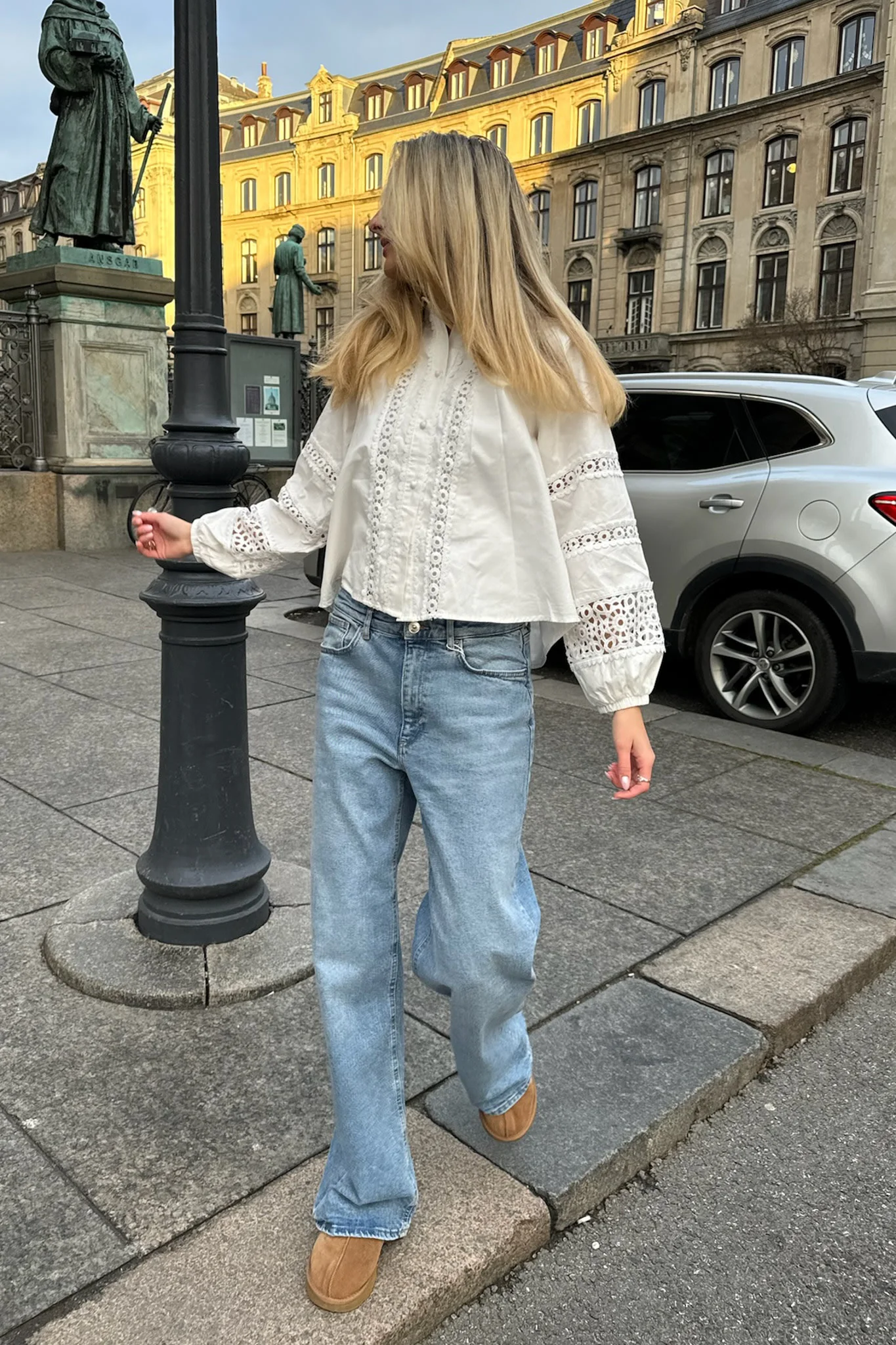 ONLJuicy HW Wide Leg Pants - Medium Blue Denim - Image 5