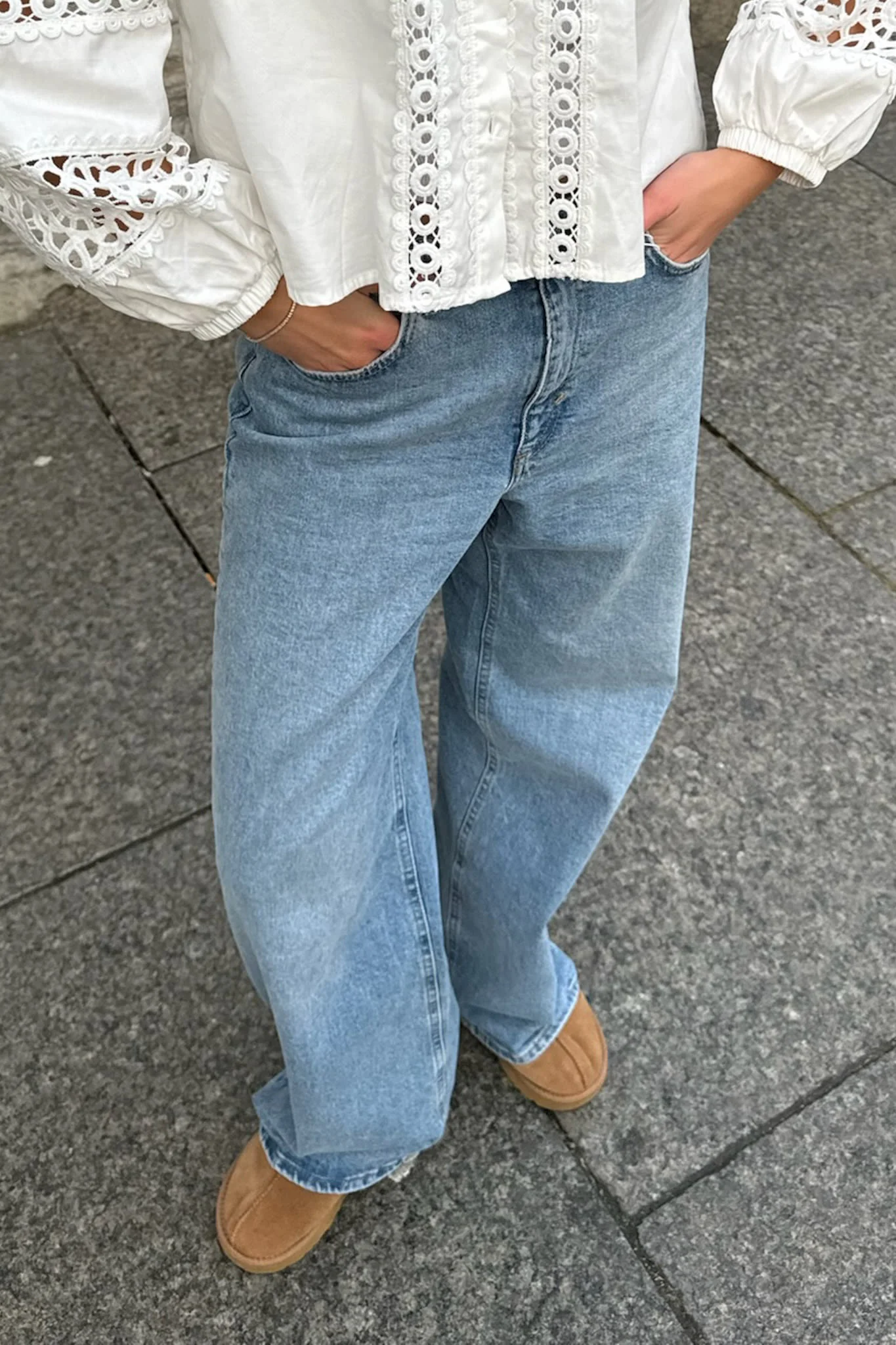 ONLJuicy HW Wide Leg Pants - Medium Blue Denim - Image 7