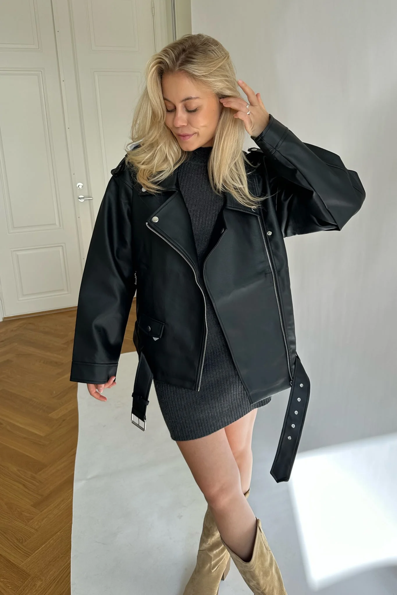 NMPaulina Oversize Biker Jacket - Black - Image 11