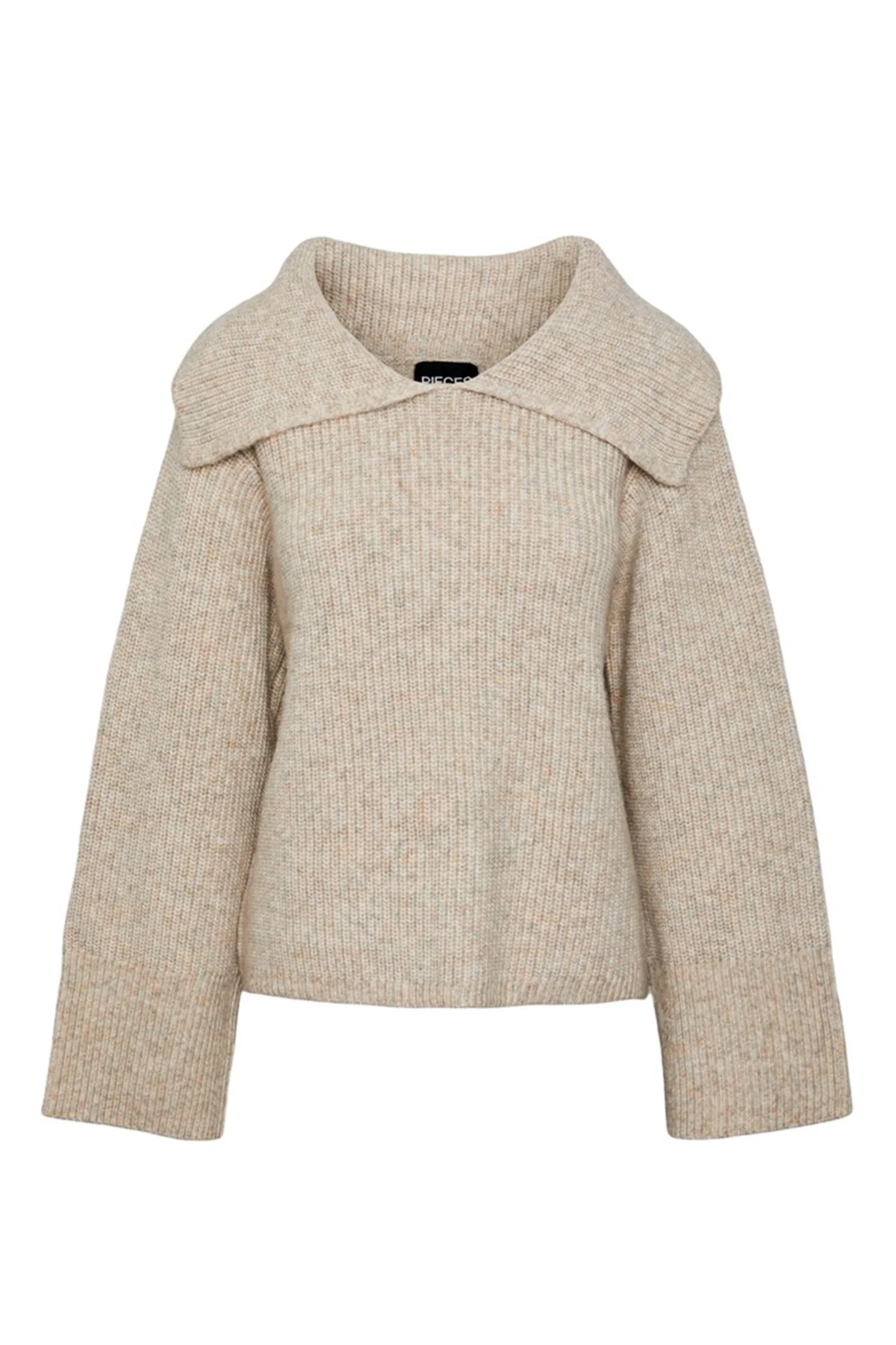 PCFade LS Collar Neck Knit - White Pepper Melange - Image 3