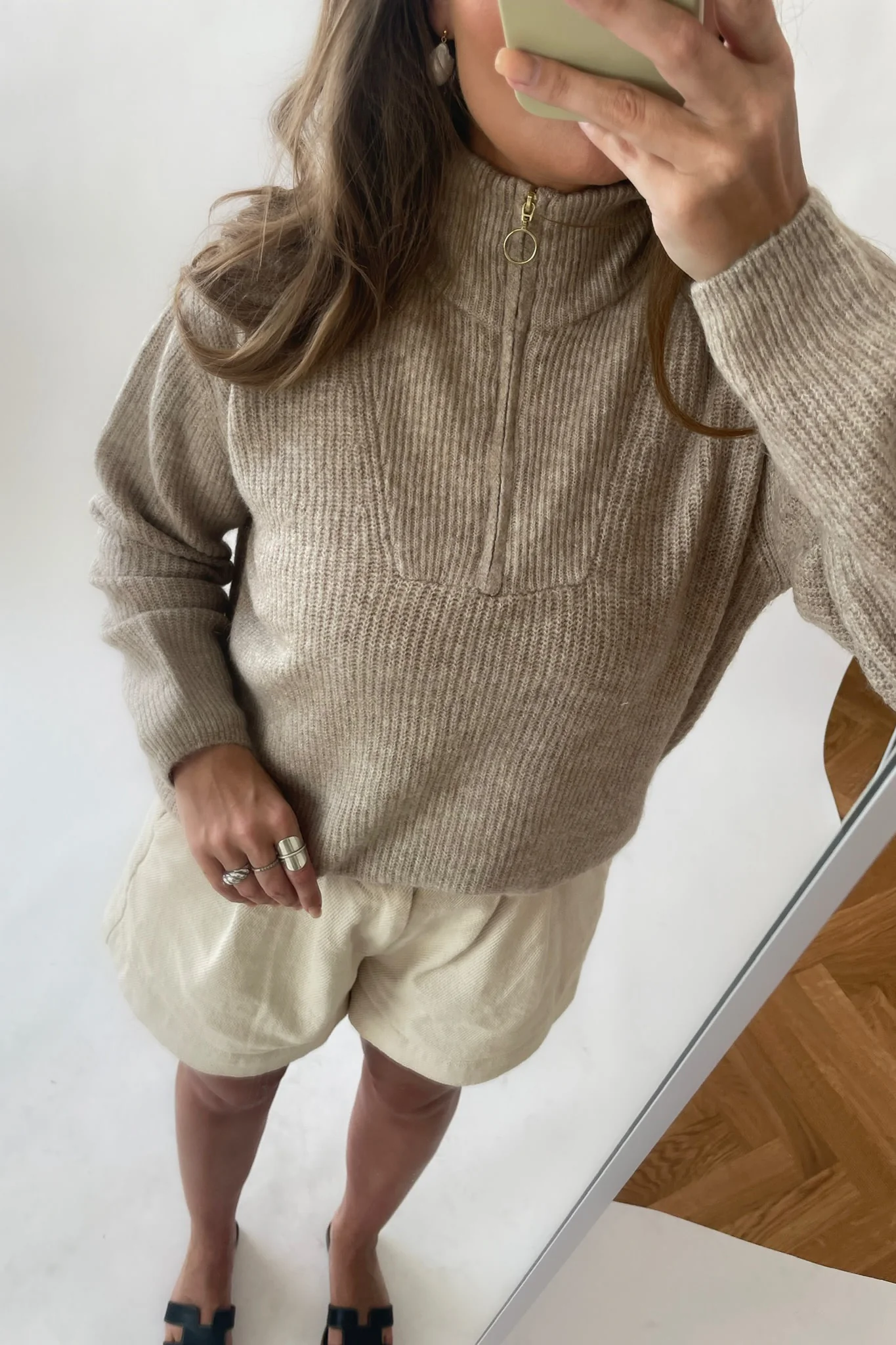 VMPlaza LS Zipper Blouse - Silver Mink W. Melange Gold Zipper - Image 3