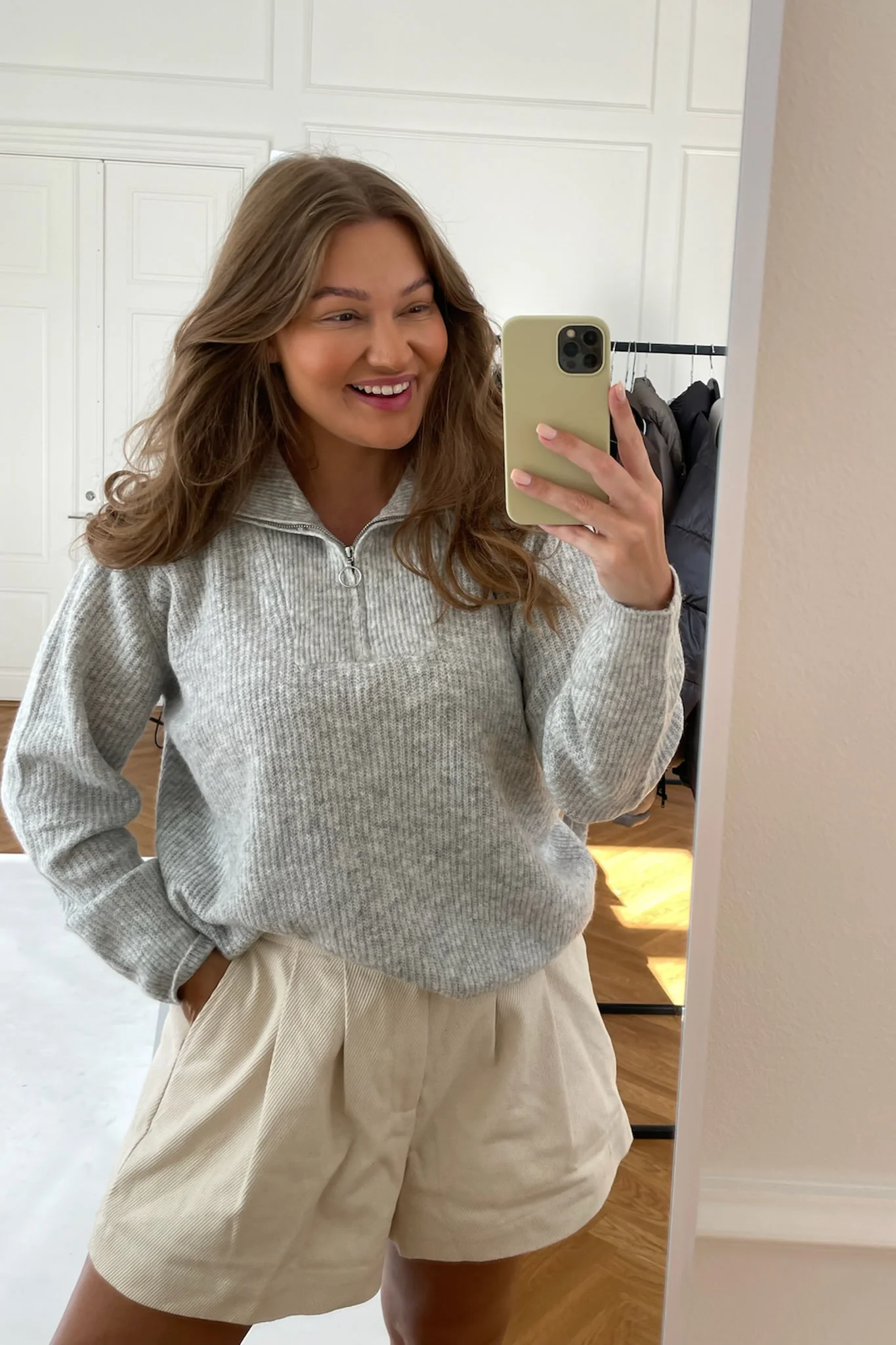 VMPlaza LS Zipper Blouse - Light Grey Melange - Image 3
