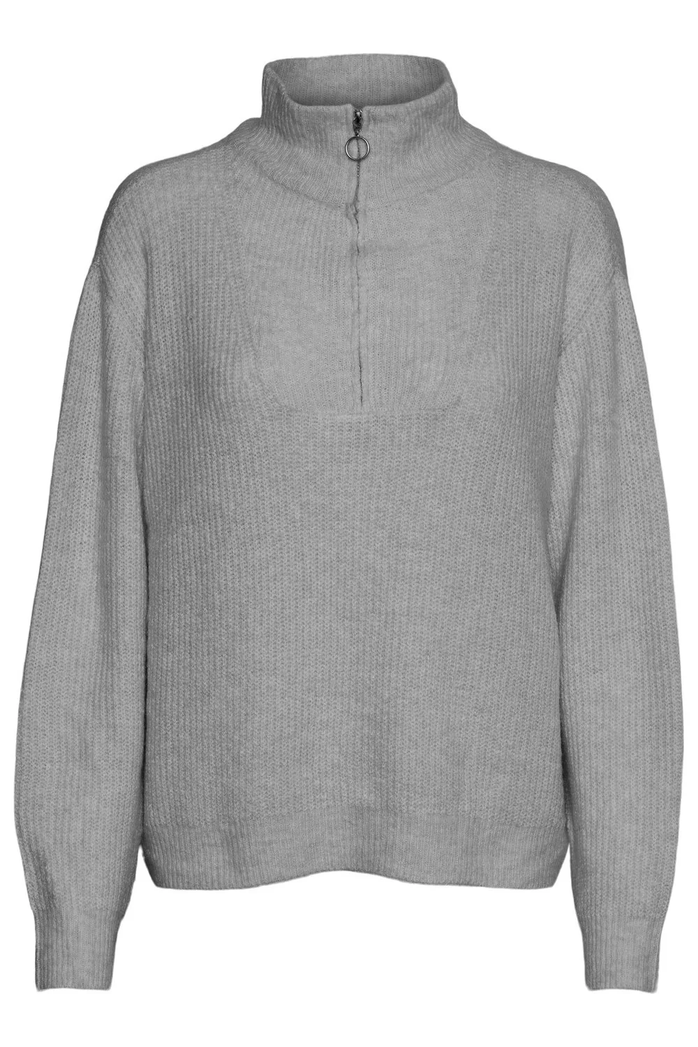 VMPlaza LS Zipper Blouse - Light Grey Melange - Image 5