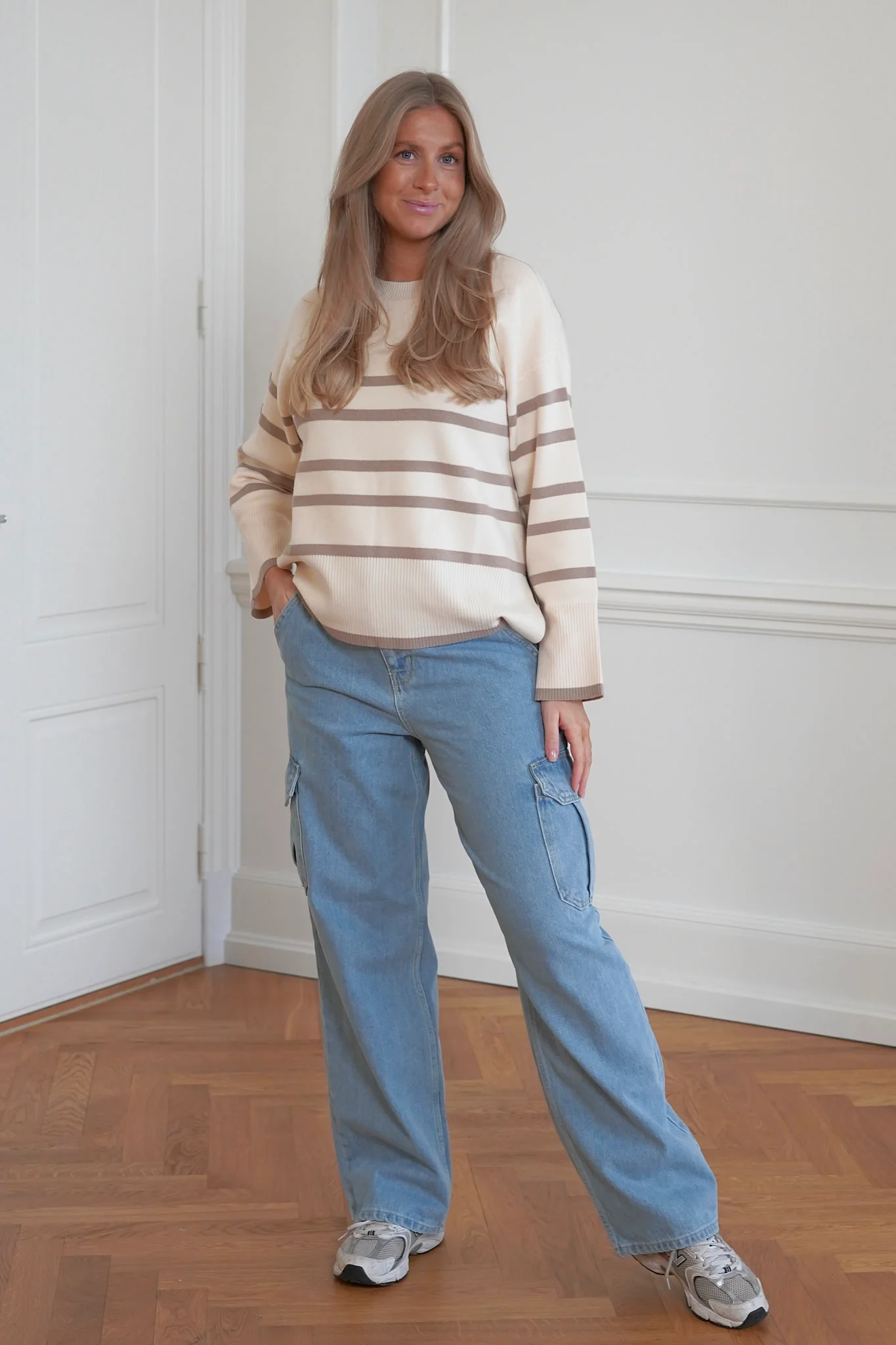 VMSaba LS Oneck Stripe Pullover - Birch With Silver Mink - Image 2