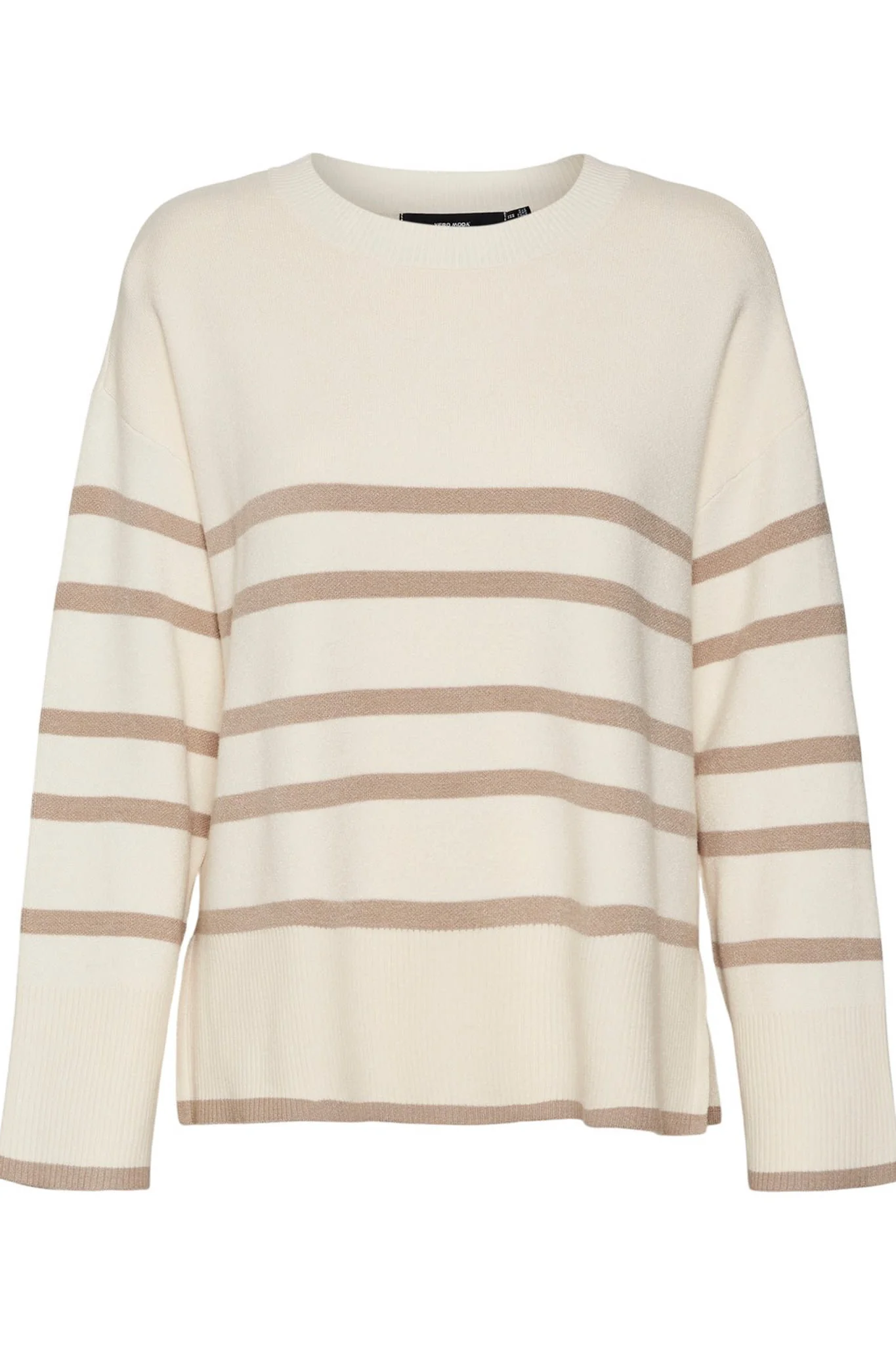 VMSaba LS Oneck Stripe Pullover - Birch With Silver Mink - Image 9