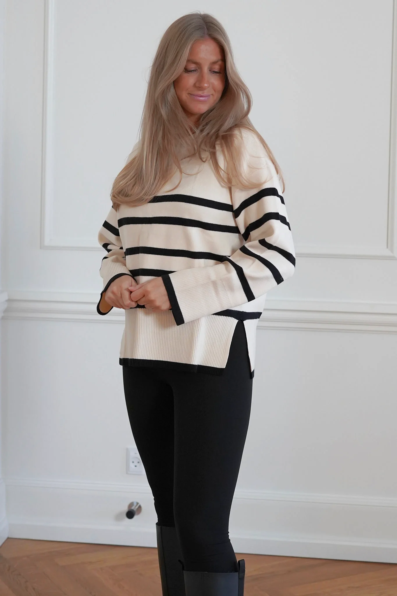 VMSaba LS Oneck Stripe Pullover - Birch With Black - Image 2