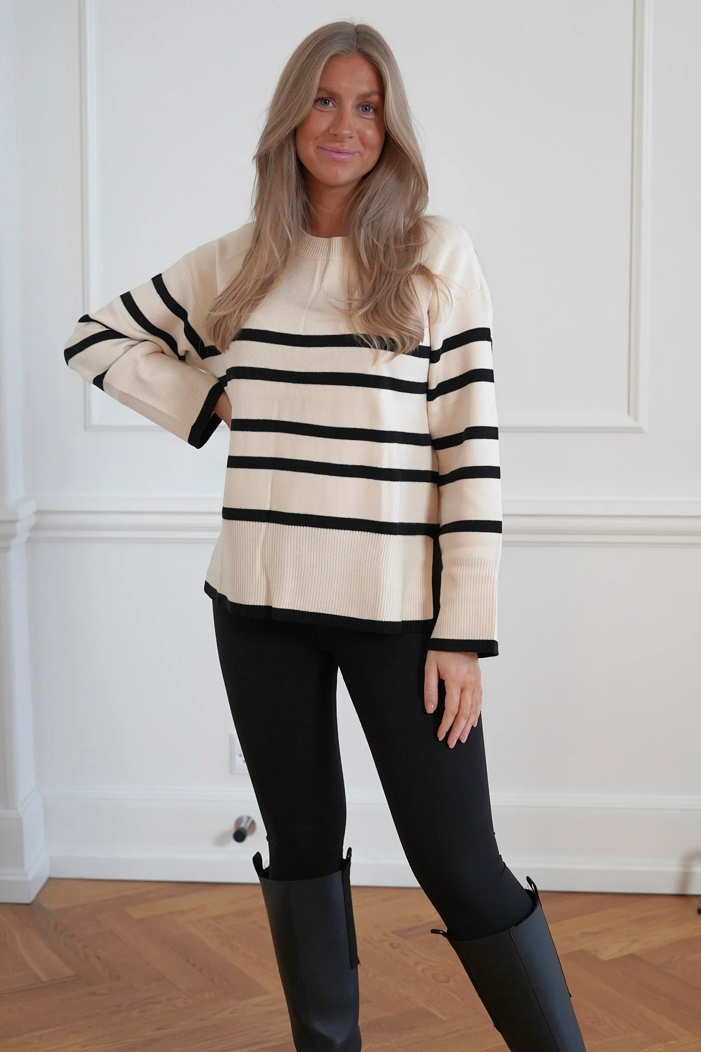 VMSaba LS Oneck Stripe Pullover - Birch With Black - Image 3