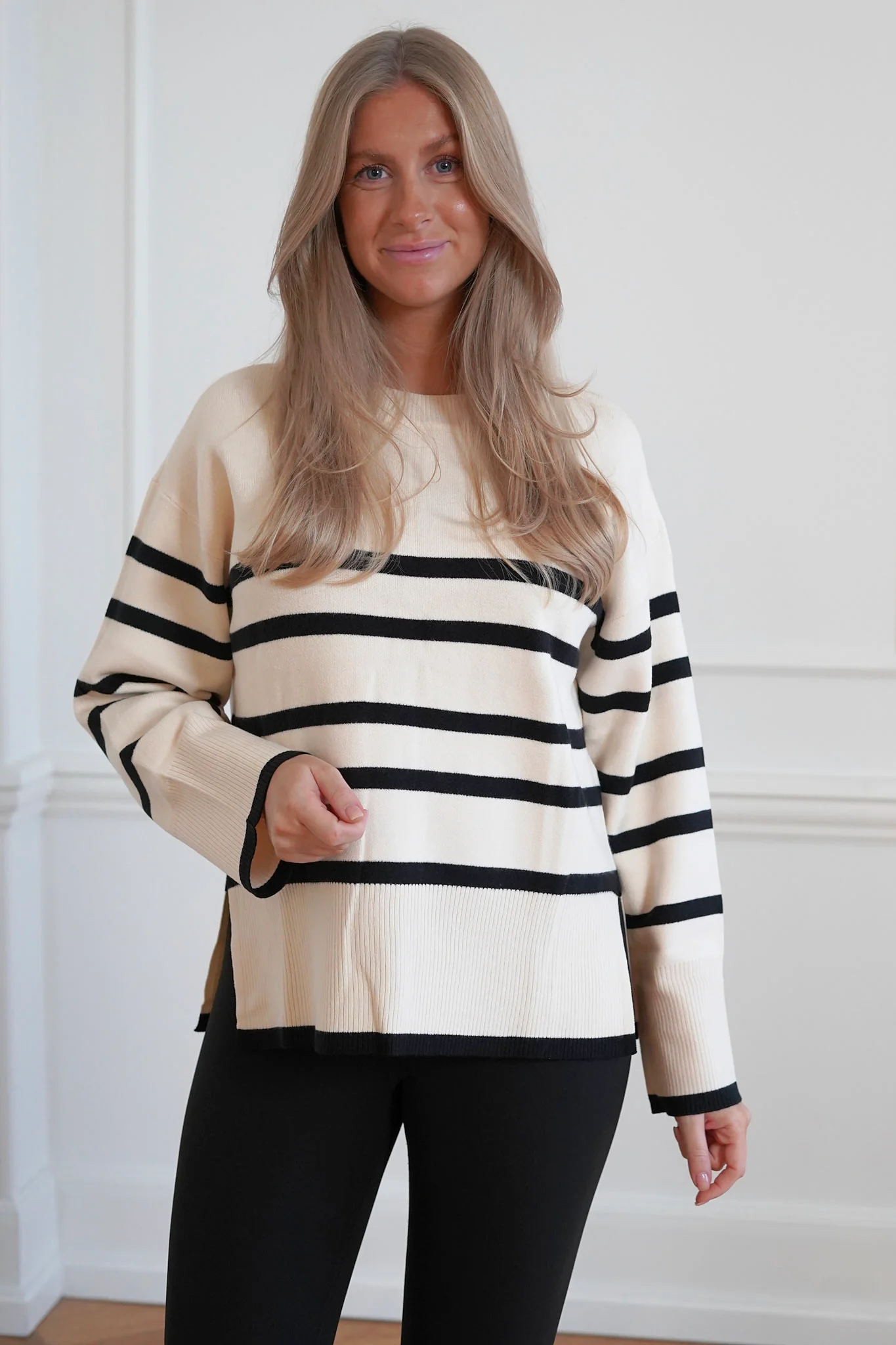 VMSaba LS Oneck Stripe Pullover - Birch With Black - Image 6