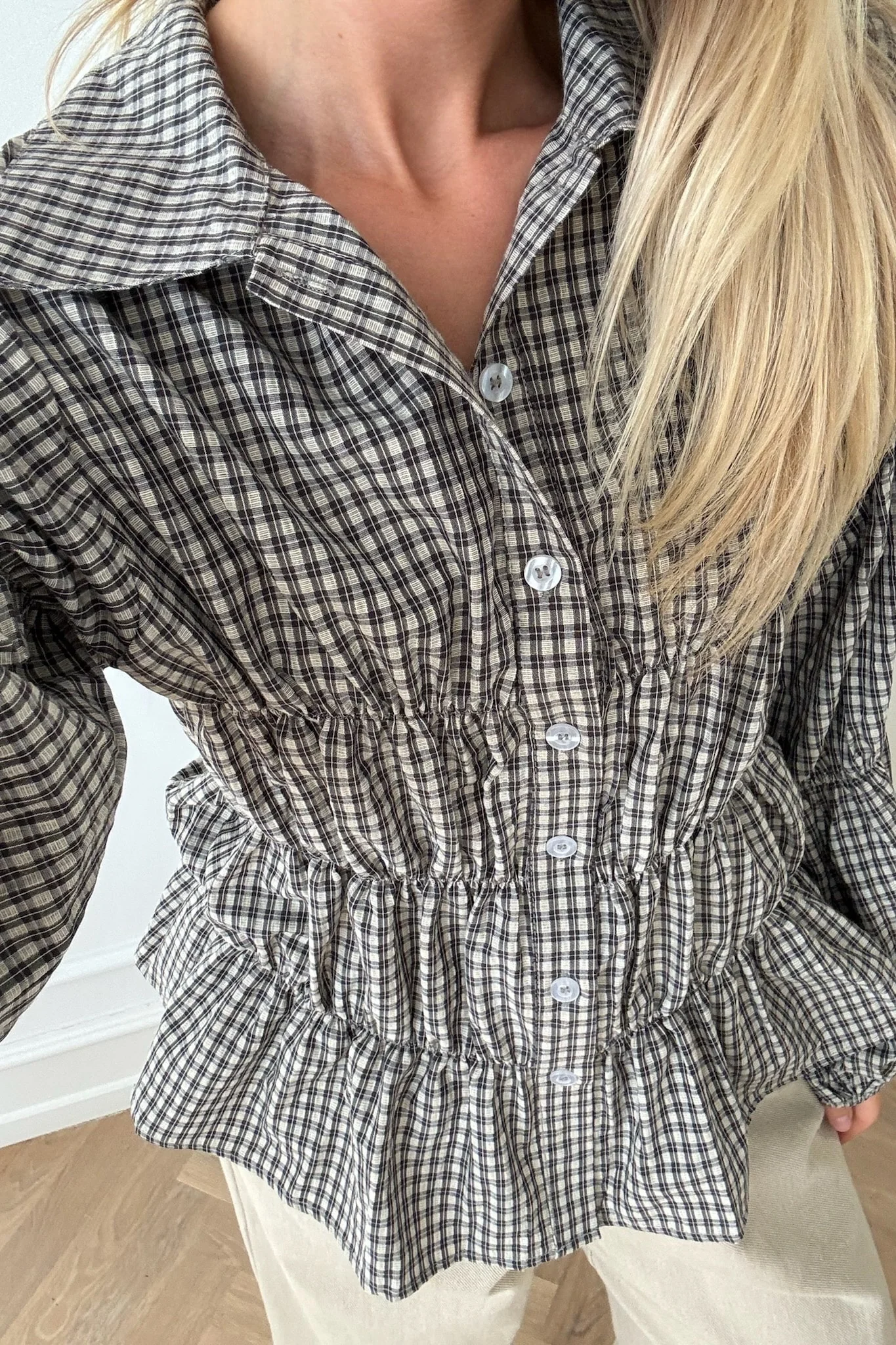 SallyIC Smock Shirt - Black Small Checks - Image 5