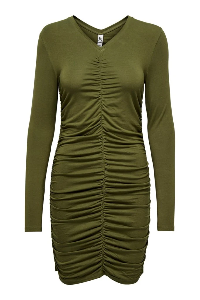 JDYSandy LS Ruching Dress - Dark Olive - Image 5