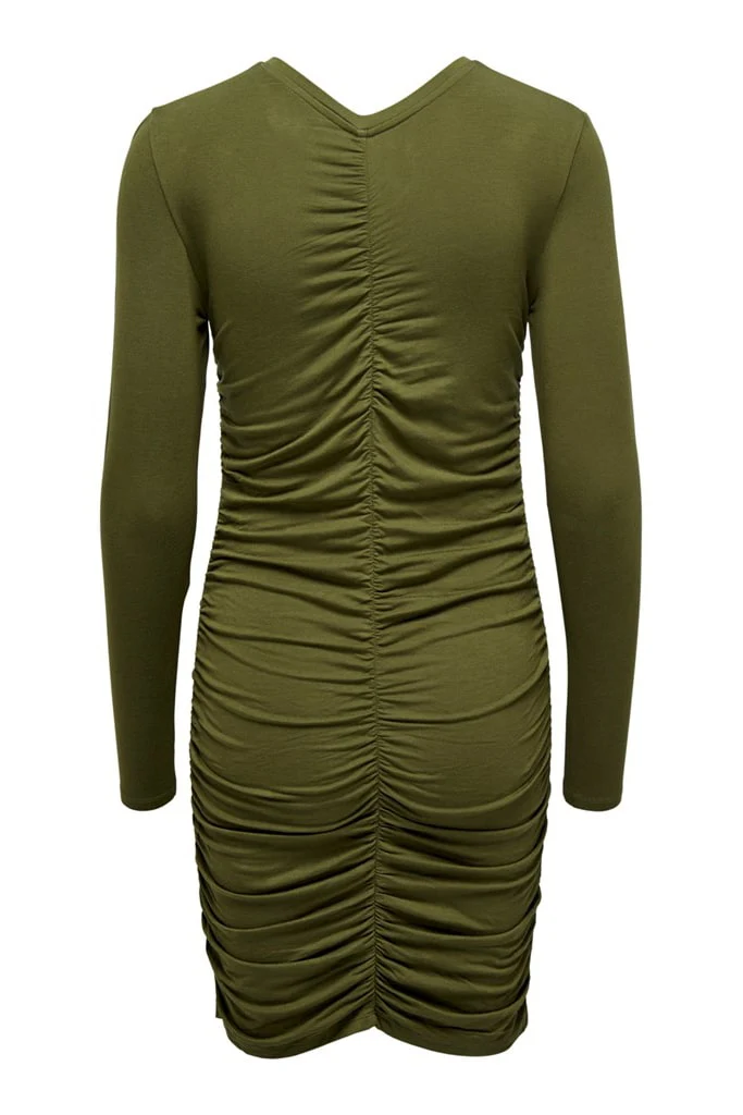 JDYSandy LS Ruching Dress - Dark Olive - Image 6