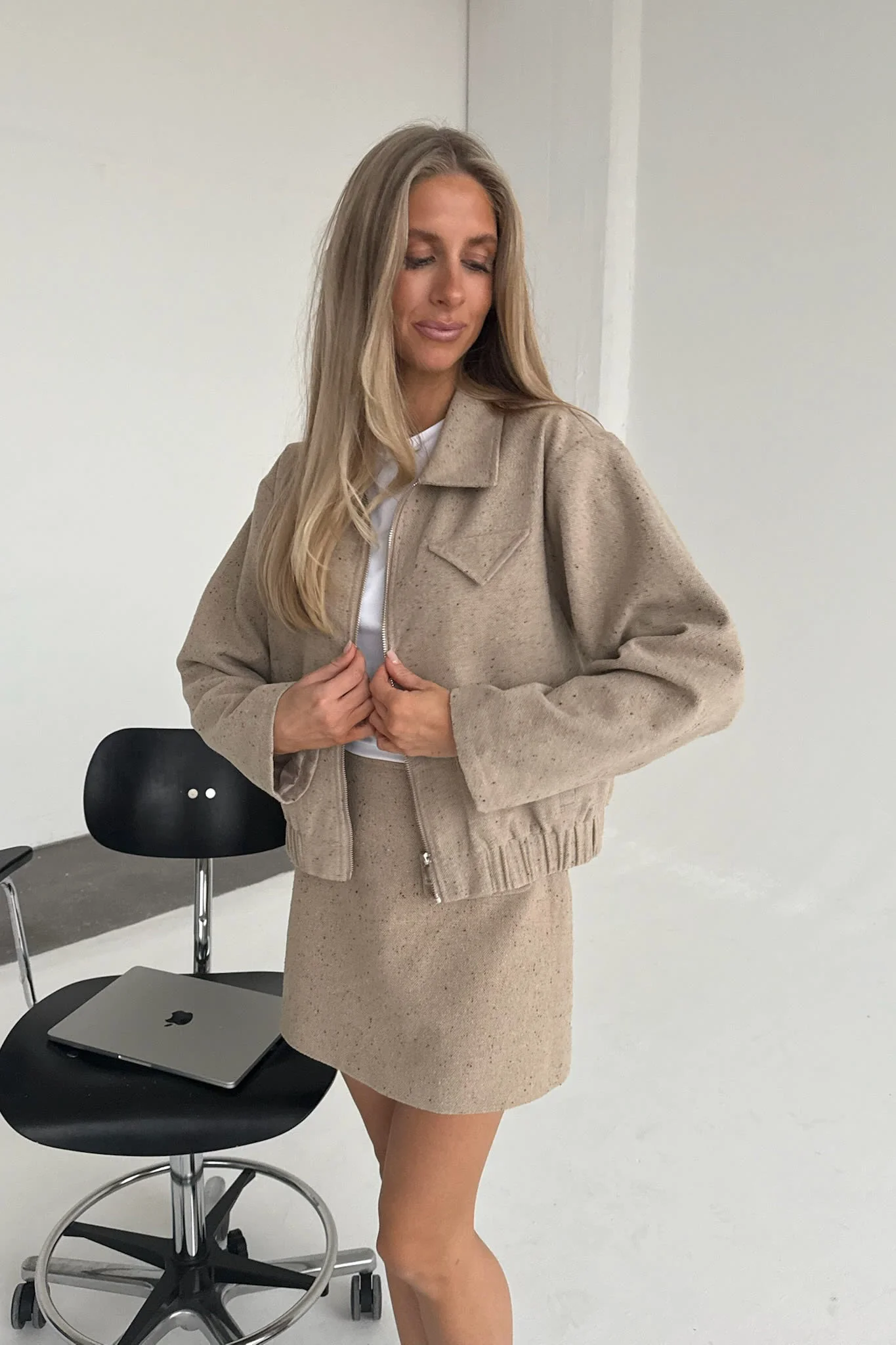 SarahIC Short Jacket - Beige Melange - Image 4