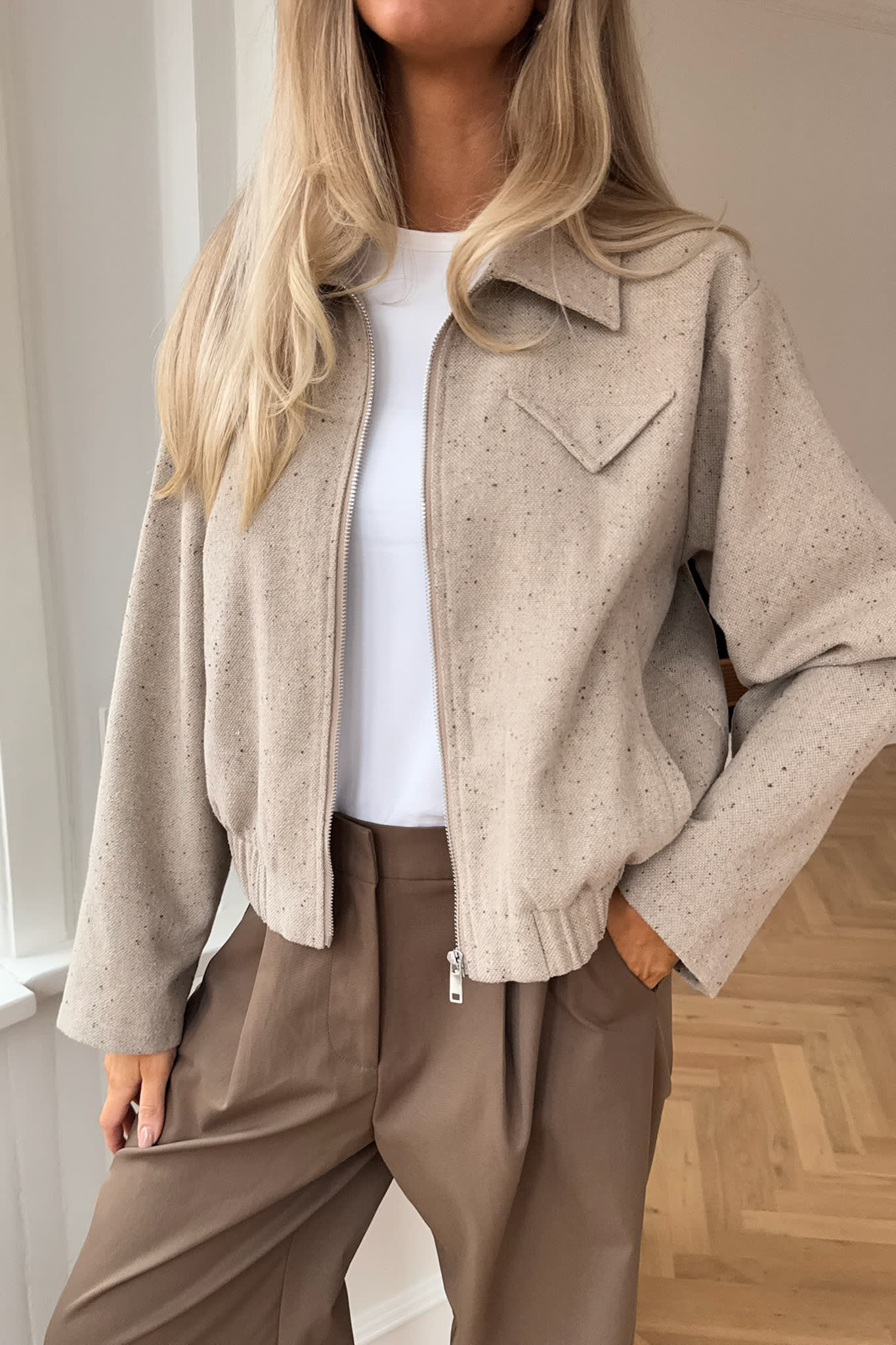 SarahIC Short Jacket - Beige Melange - Image 9