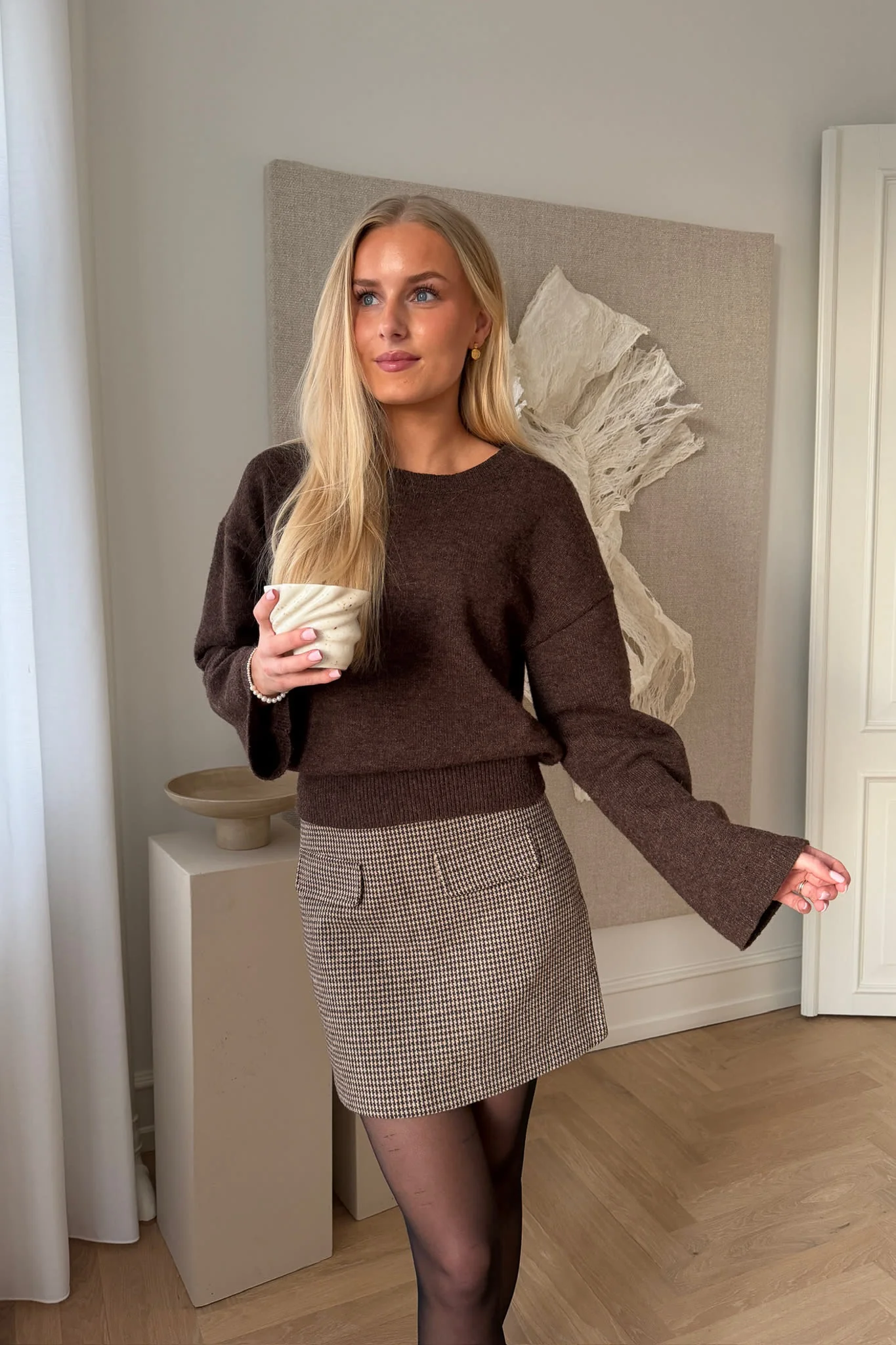 SarahIC Mini Skirt - Brown Checks - Image 5