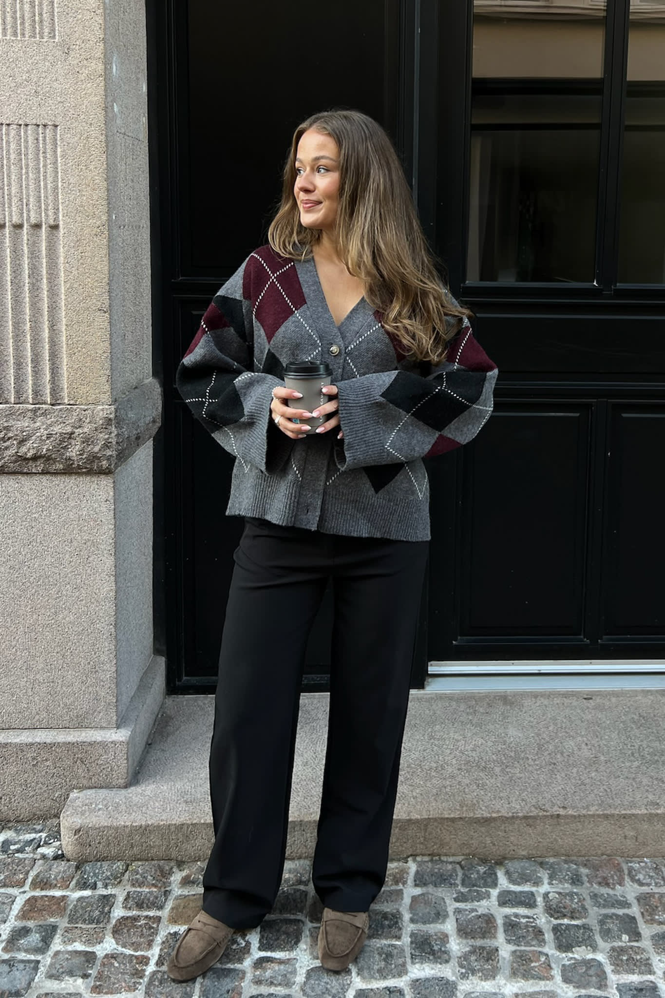 SaschaIC Cardigan - Grey Argyle - Image 7