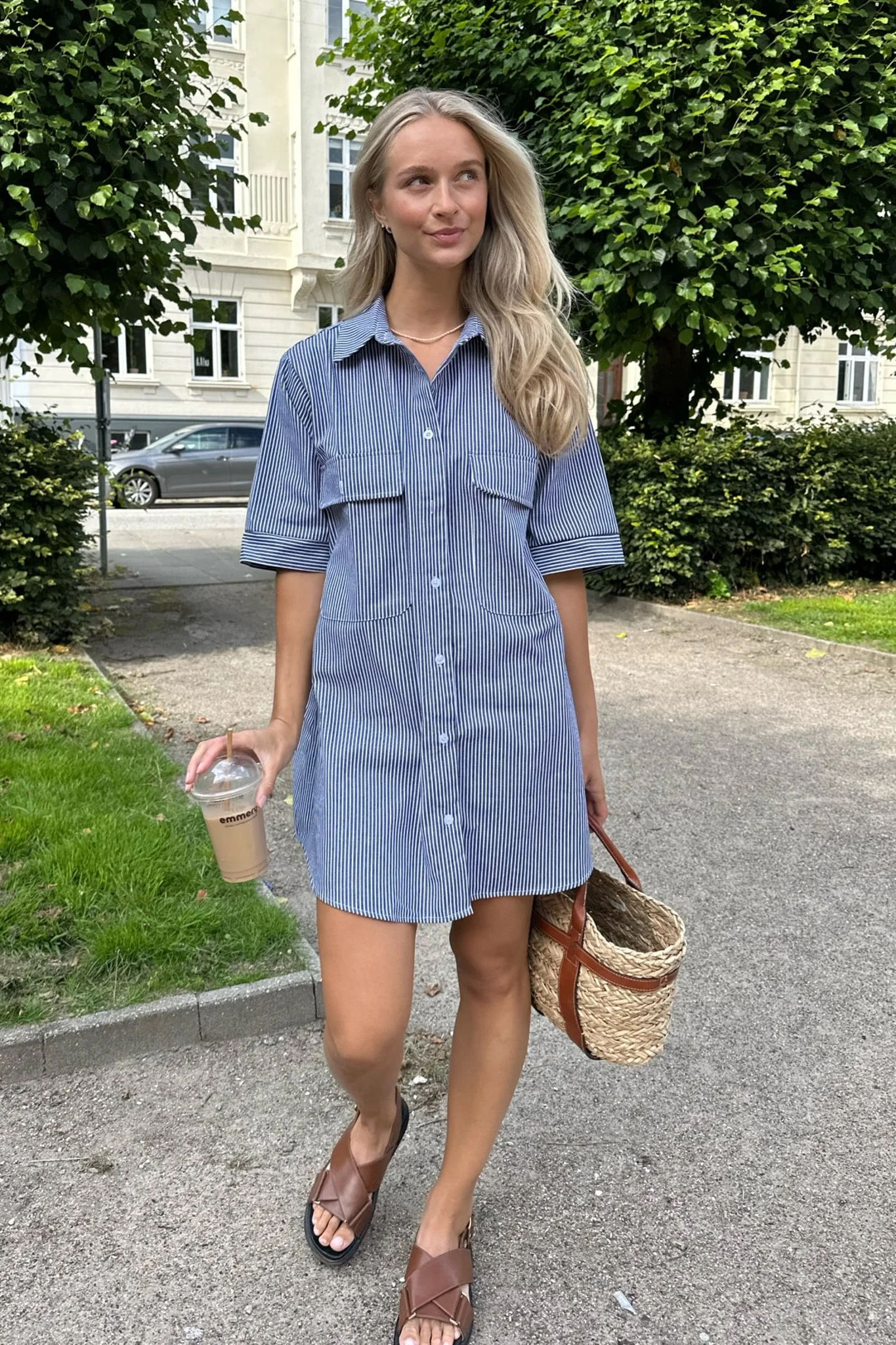 SeldaIC Shirt Dress - Blue Woven Stripe - Image 4