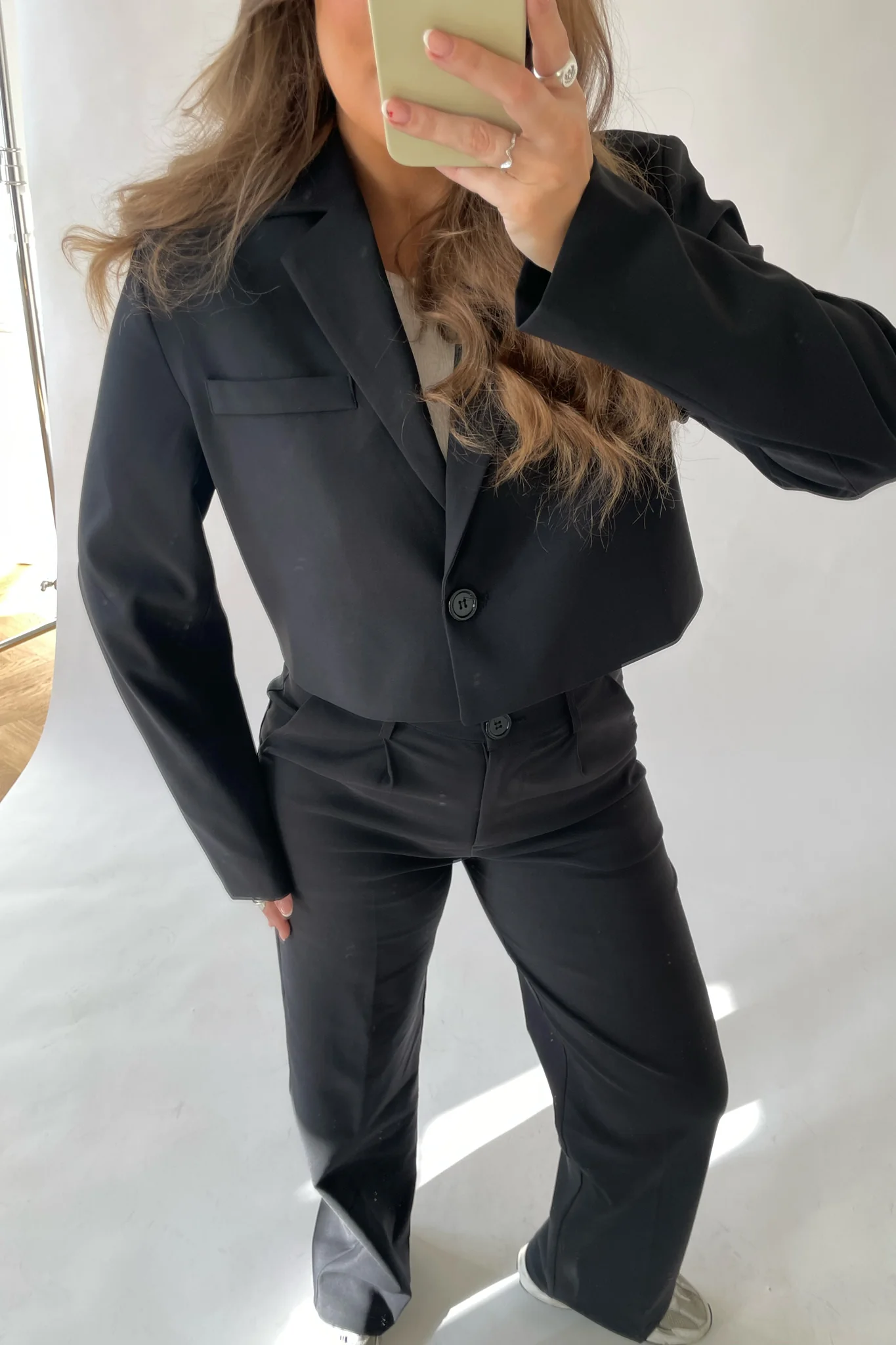 SelmaIC Cropped Blazer - Black - Image 2