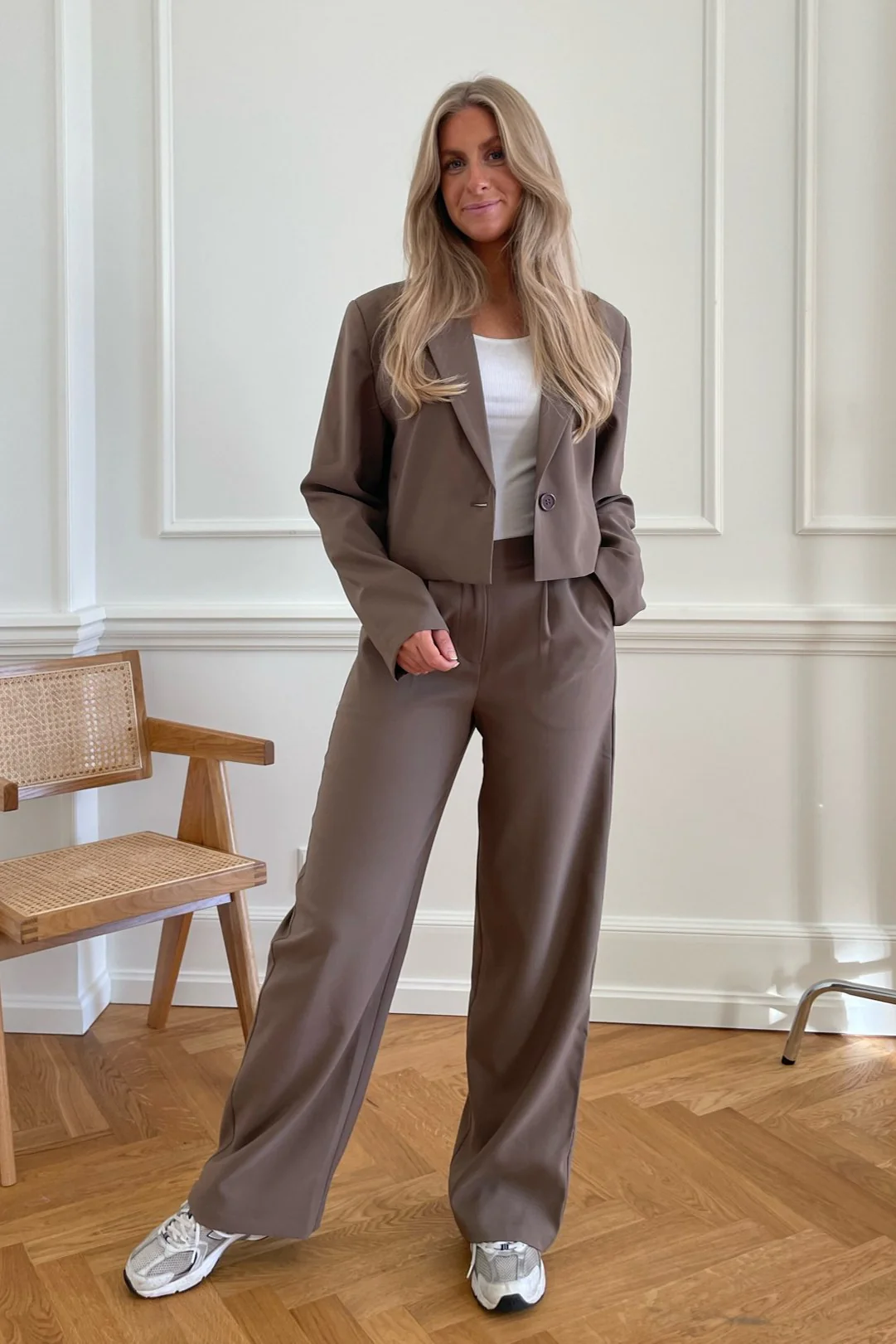 SelmaIC Wide Pants - Dark Taupe - Image 3