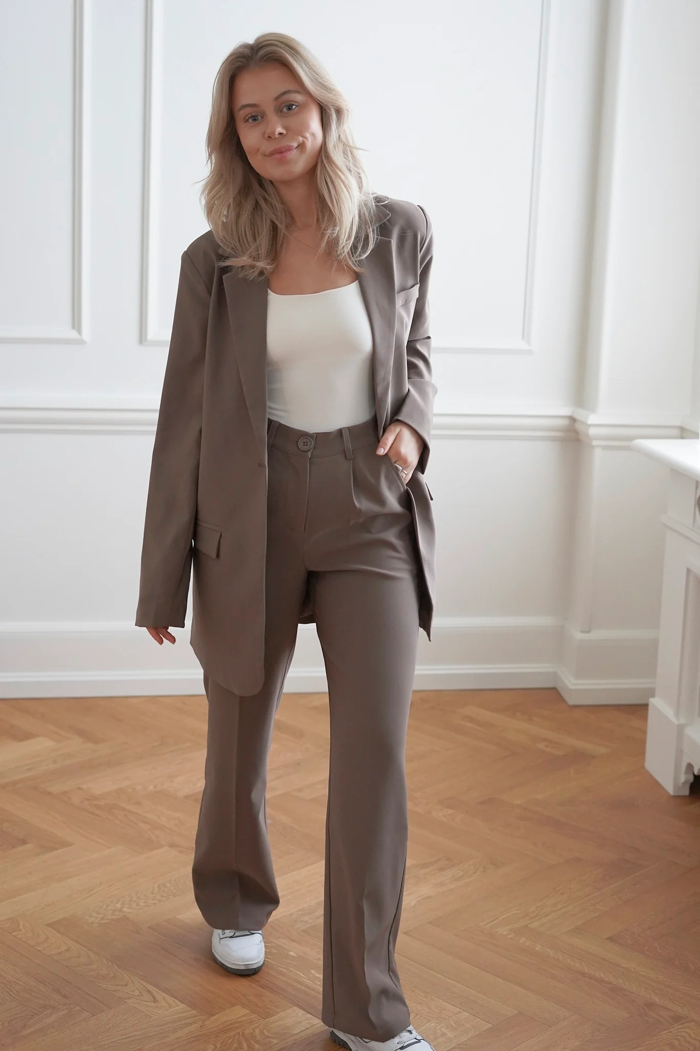 SelmaIC Wide Pants - Dark Taupe - Image 7