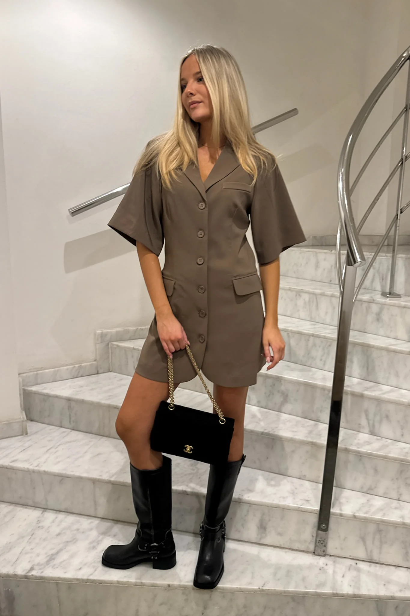 SelmaIC Blazer Dress - Dark Taupe - Image 3