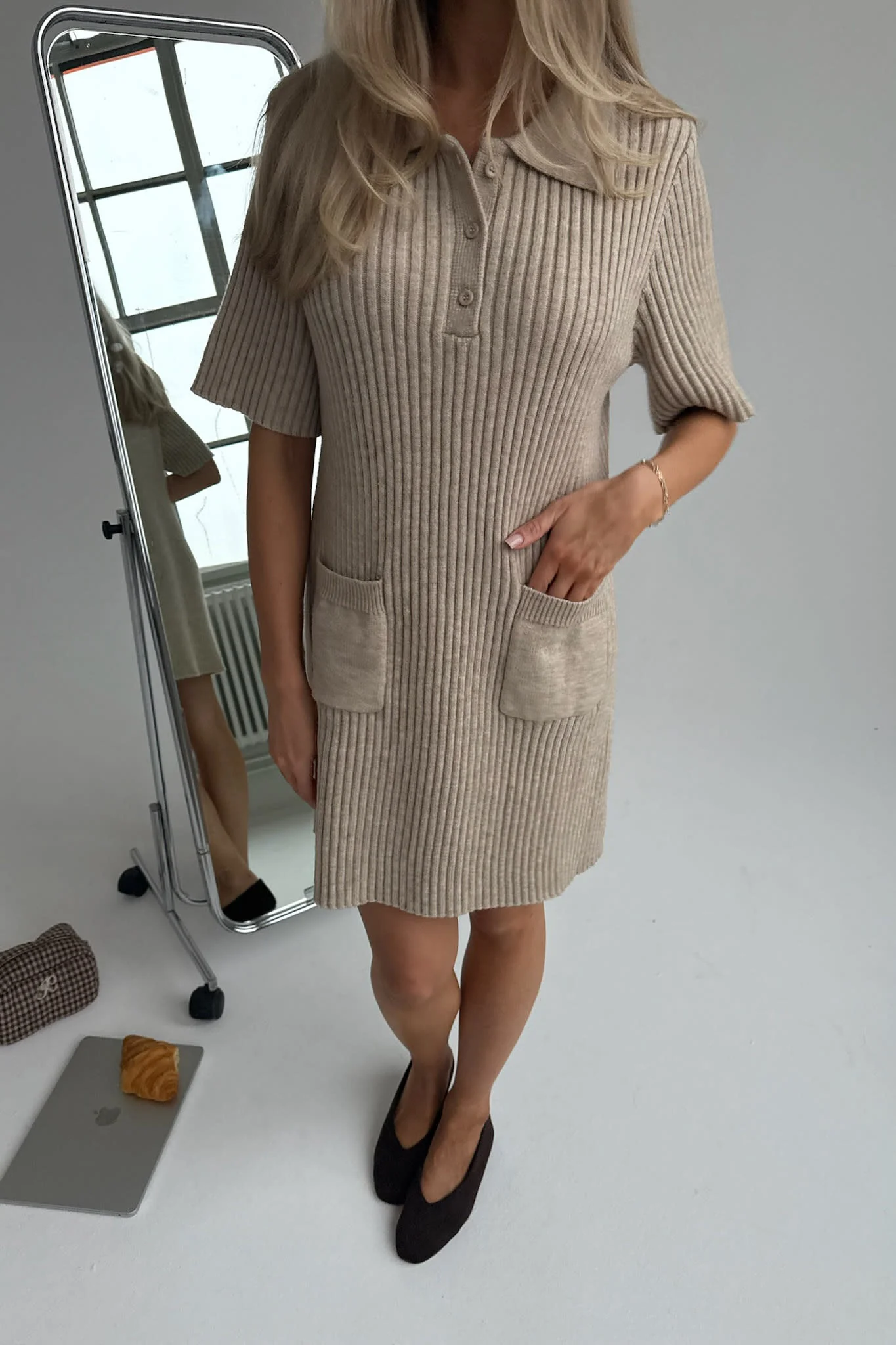 SifIC Knit Dress - Ribbed Beige - Image 2